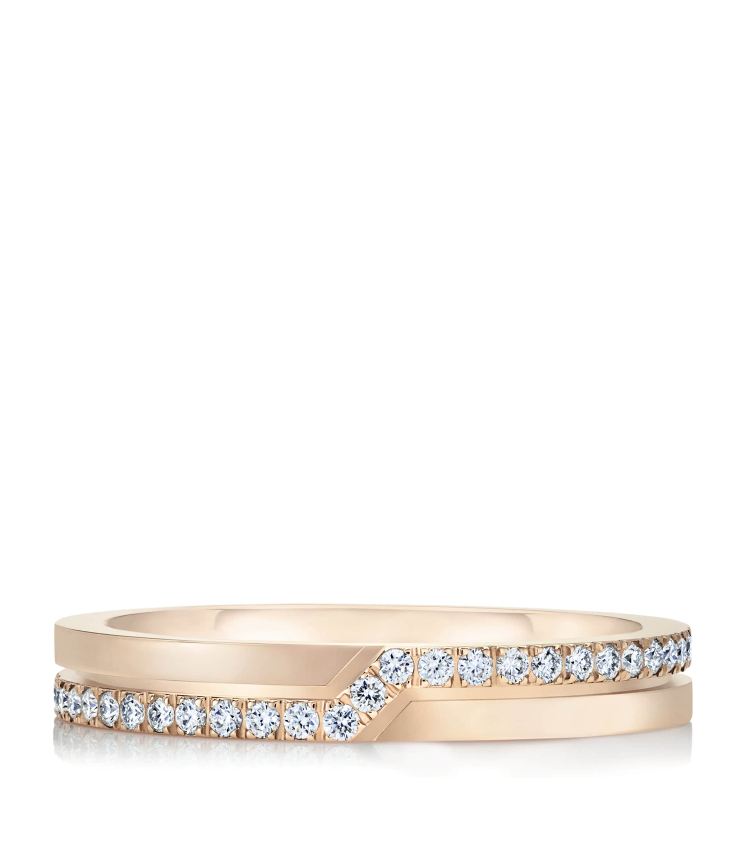 Shop De Beers Rose Gold And Diamond Half Pavé Promise Ring