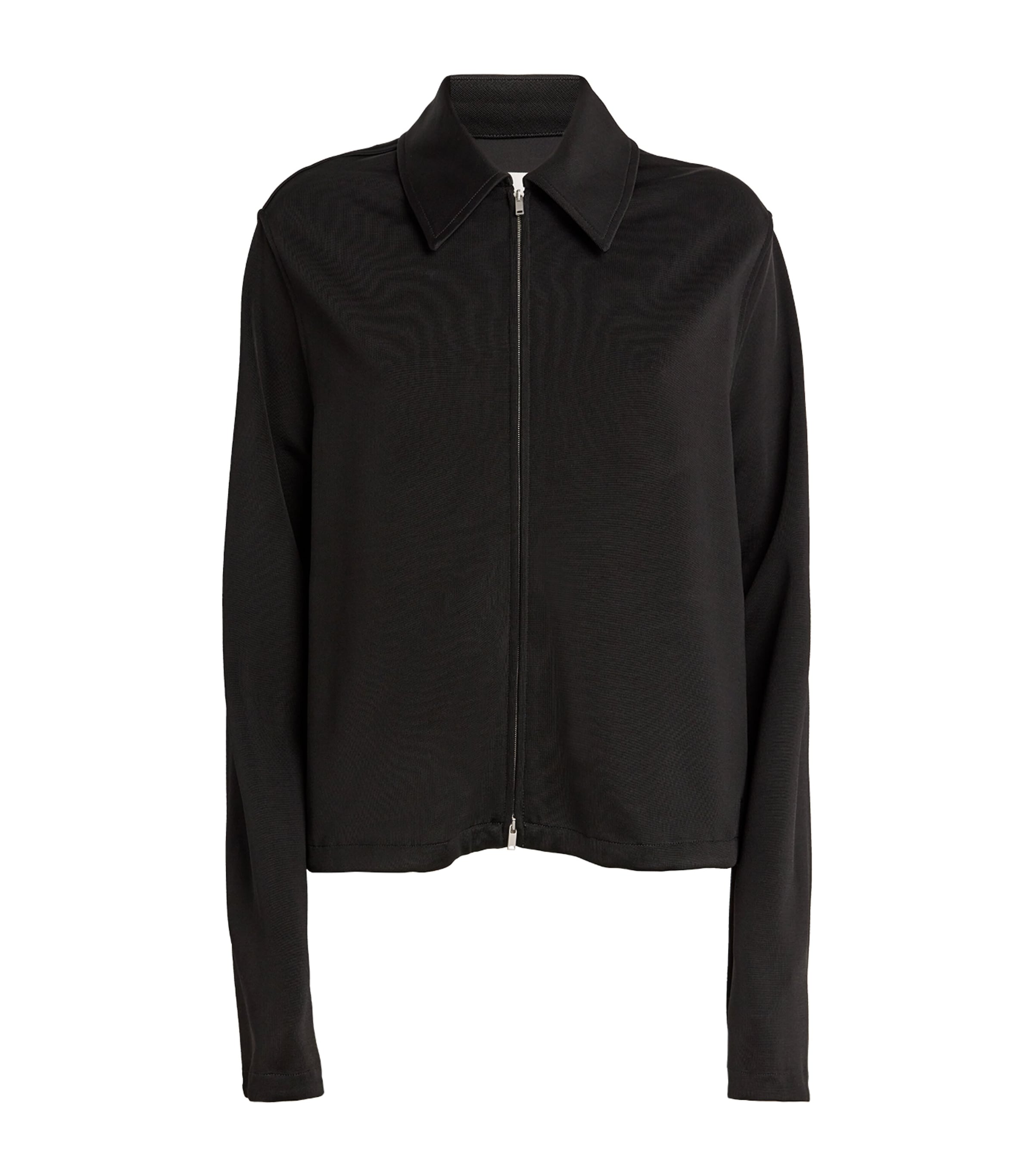 Shop Jil Sander Virgin Wool-blend Zip-up Jacket In Black