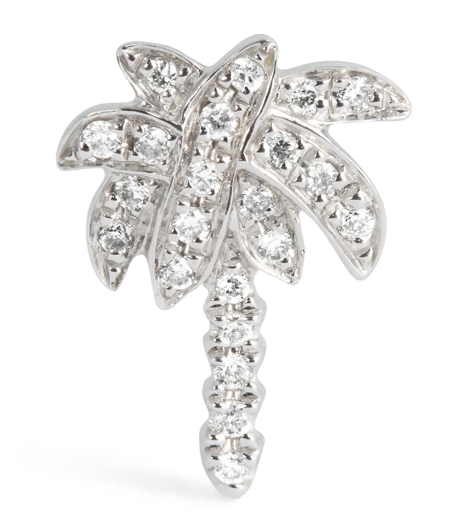 White Gold and Diamond Palm Tree Single Earring WHITE GOLD Image 1