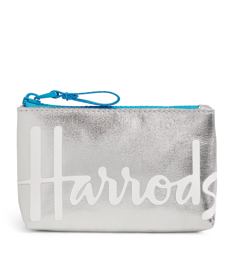 Harrods Metallic Logo Coin Purse Silver Image 1