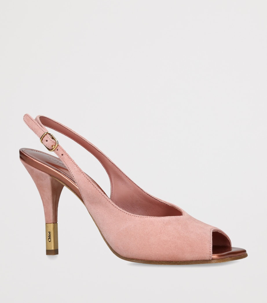 Chloé Suede Flower Heeled Sandals 95 Pale Pink Image 3