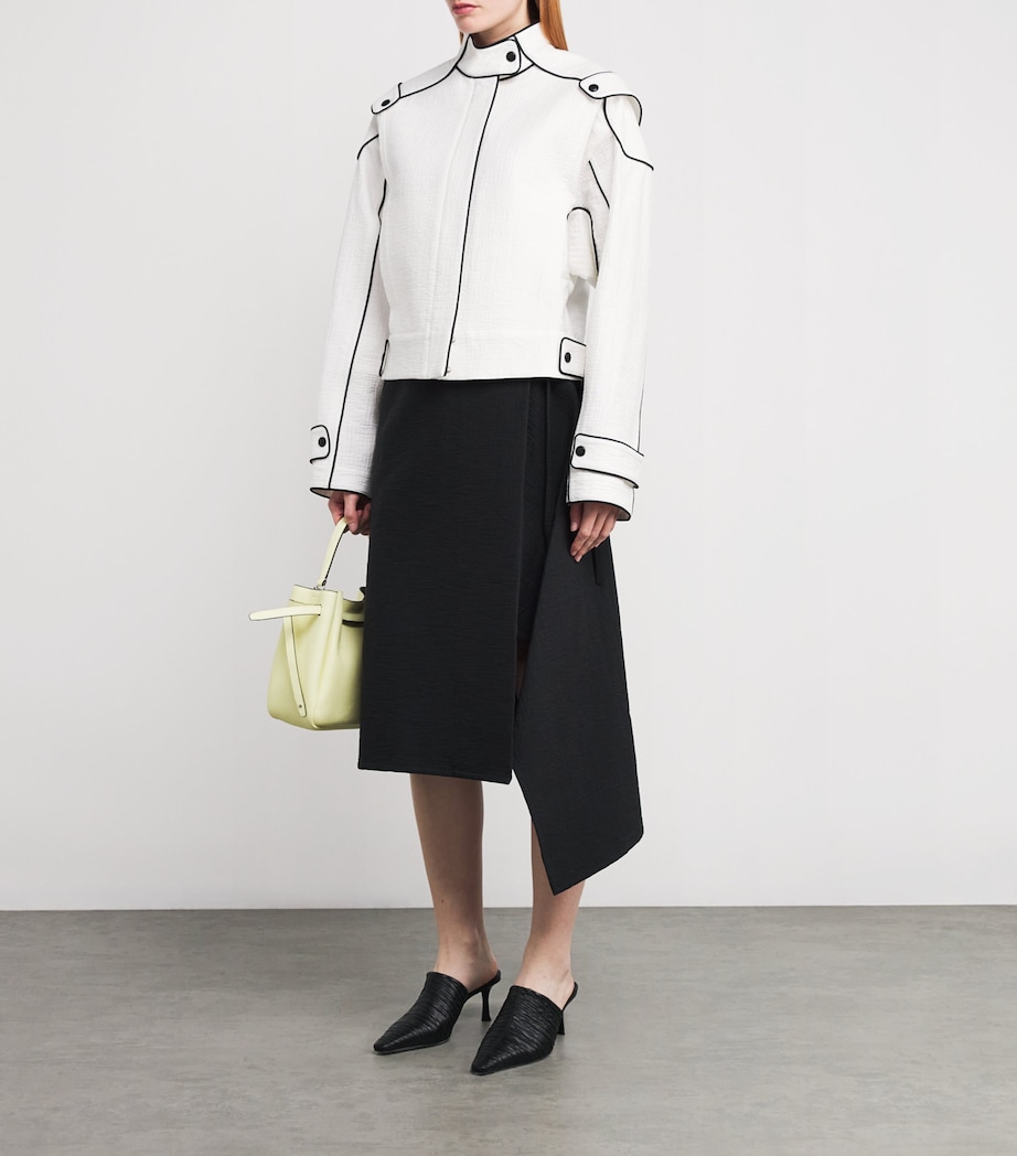 Cotton Wrap Midi Skirt 001BLACK Image 2