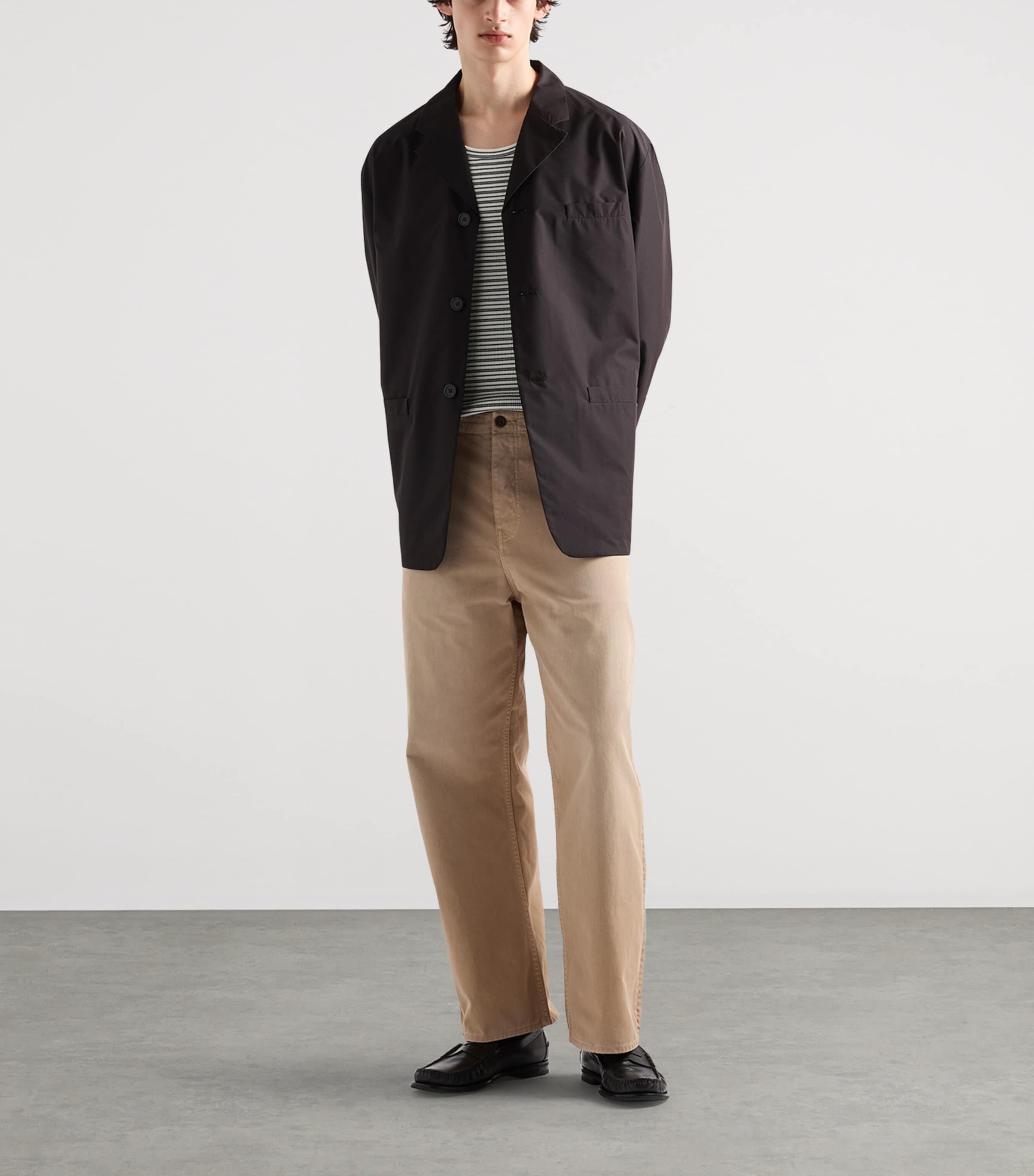 Prada Mens Cotton Gabardine Trousers Neutral Image 2