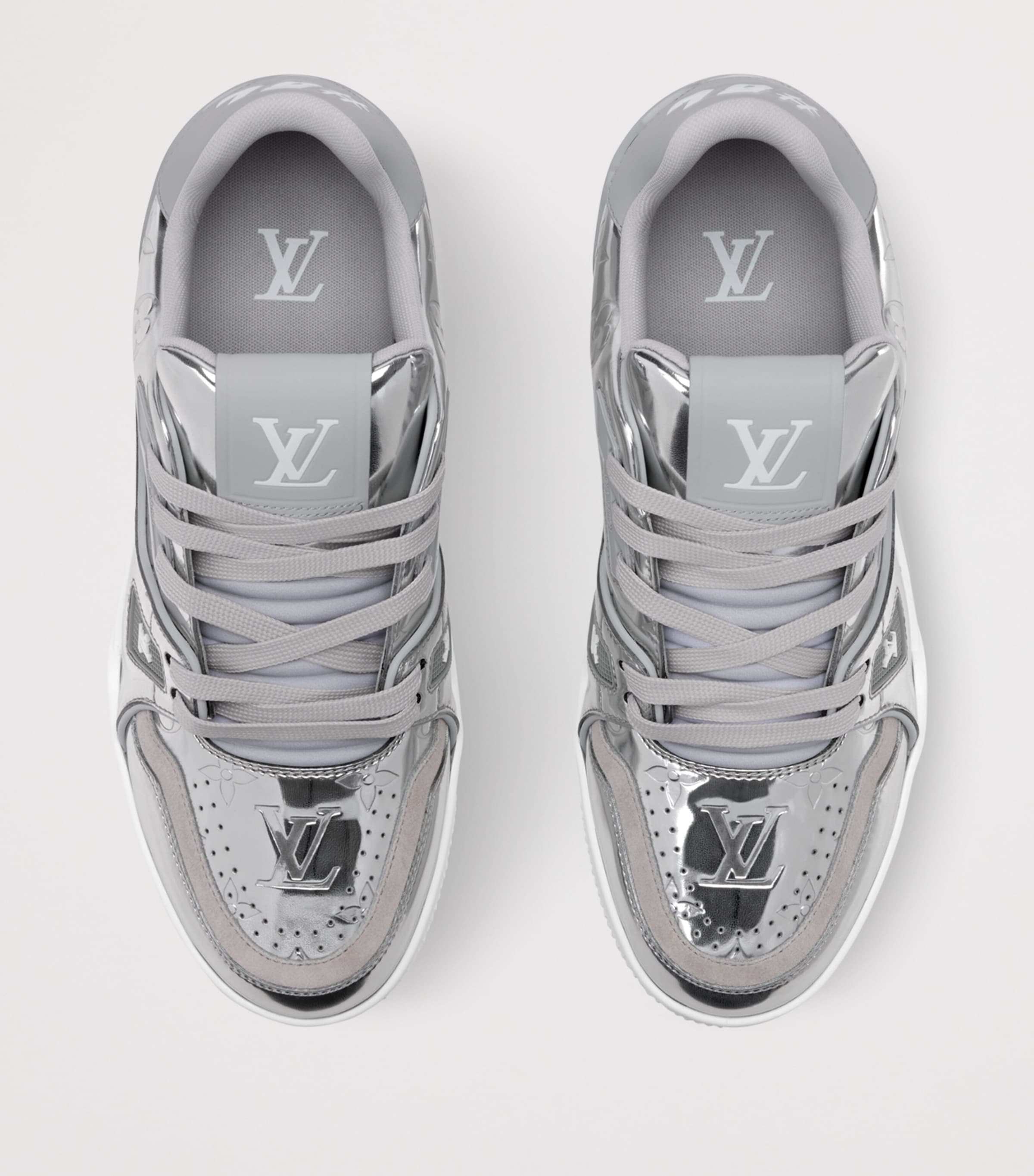Leather Metallic LV Sneakers SILVER Image 3