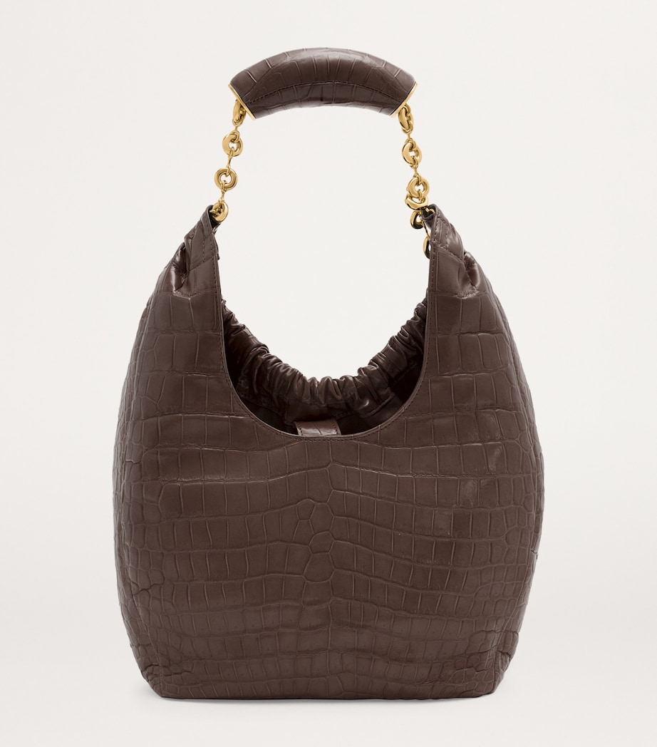 Small Crocodile Squeeze Shoulder Bag CHESTNUT Image 3