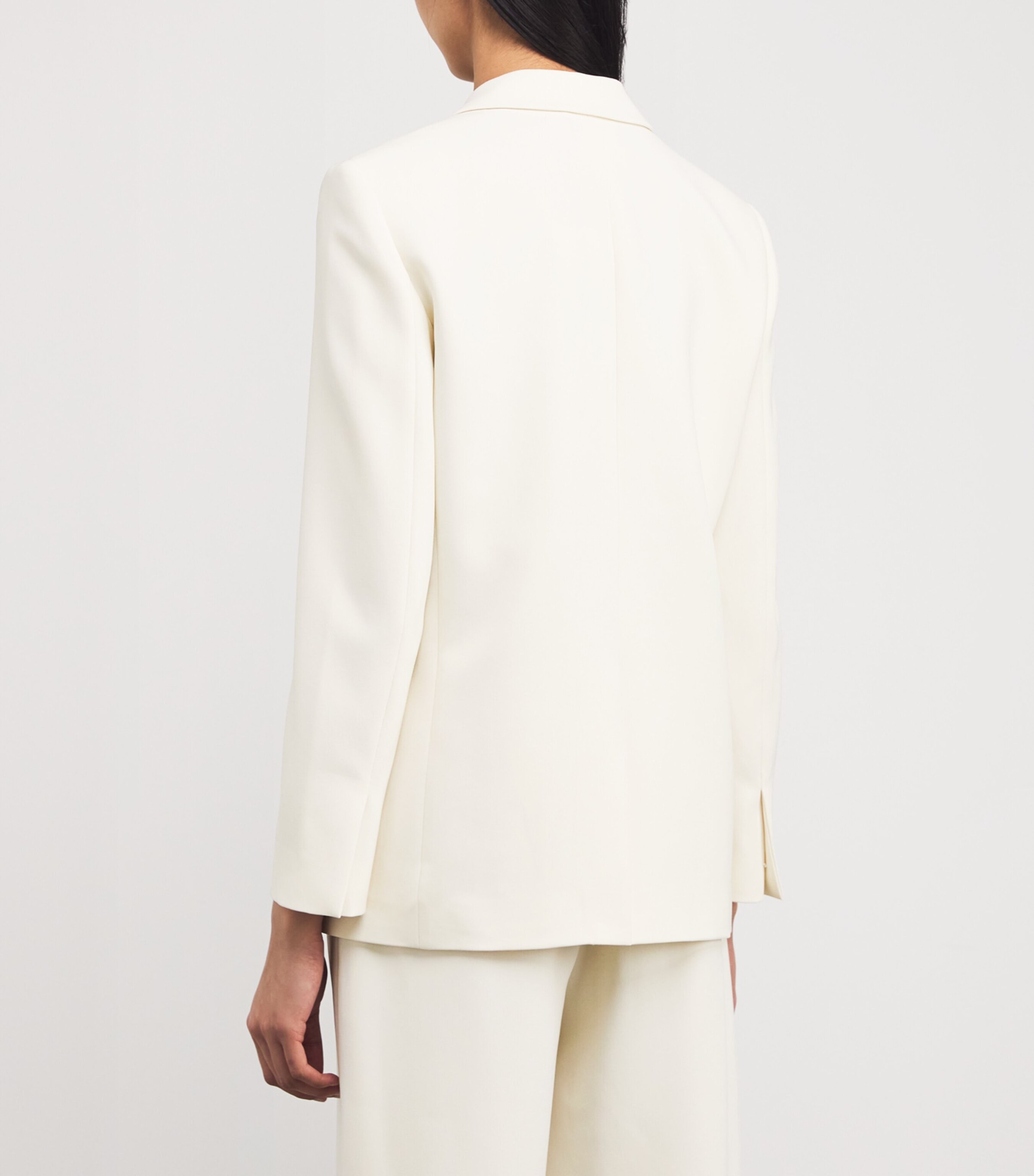 Theory Womens Crepe Double-Breasted Blazer Rice Image 4