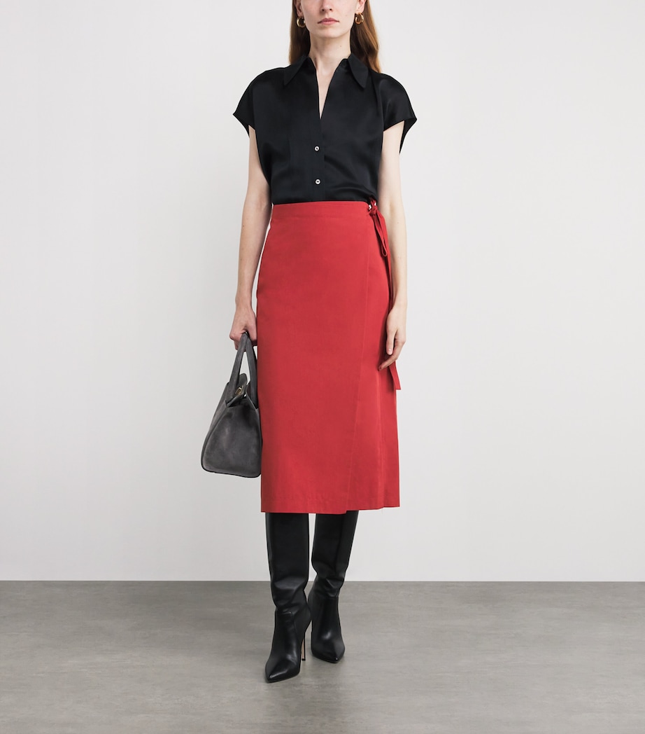 Wrap Midi Skirt 627BKR-BRICK ROSE Image 2