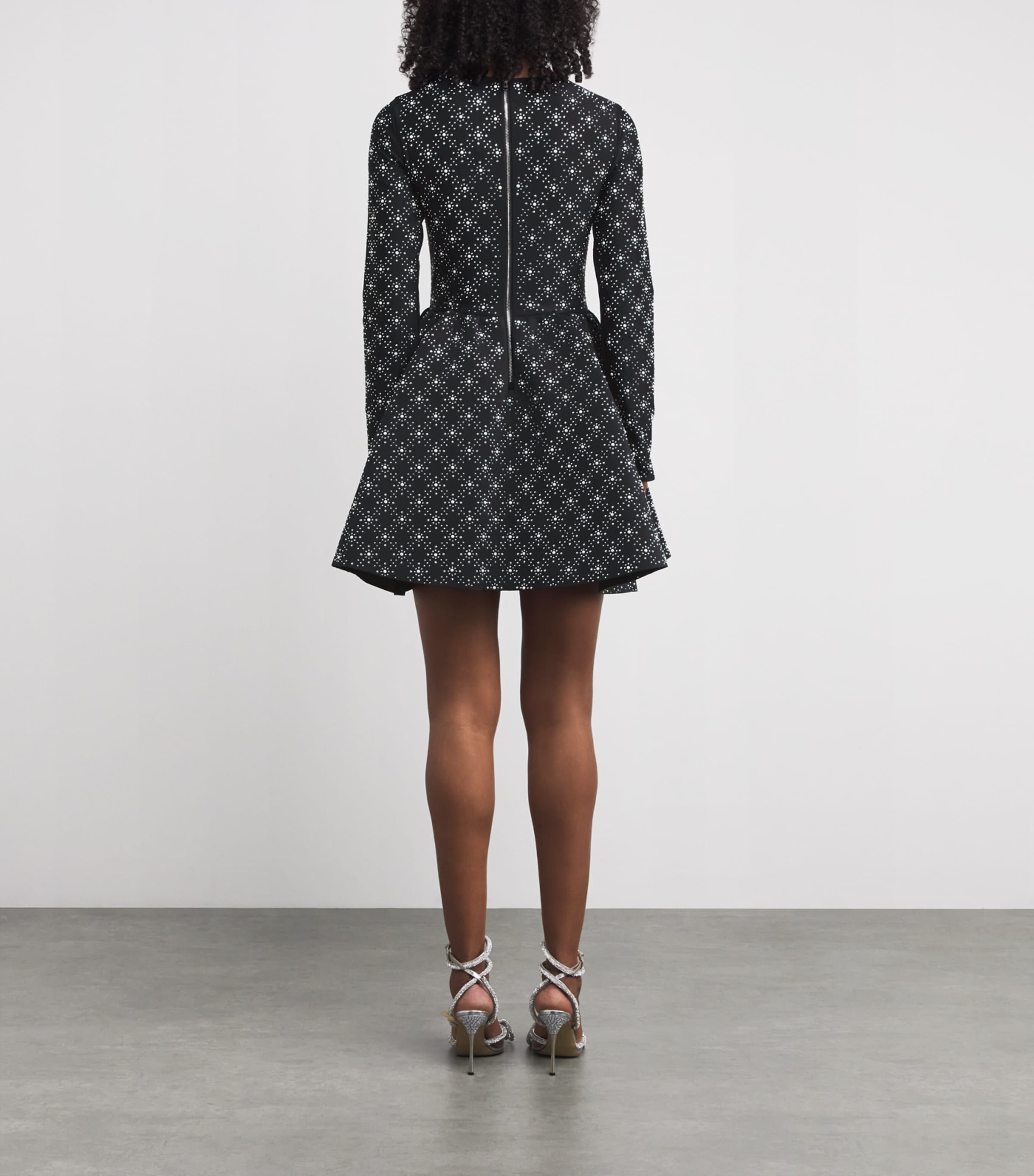 Embellished Mini Skater Dress BLACK Image 3