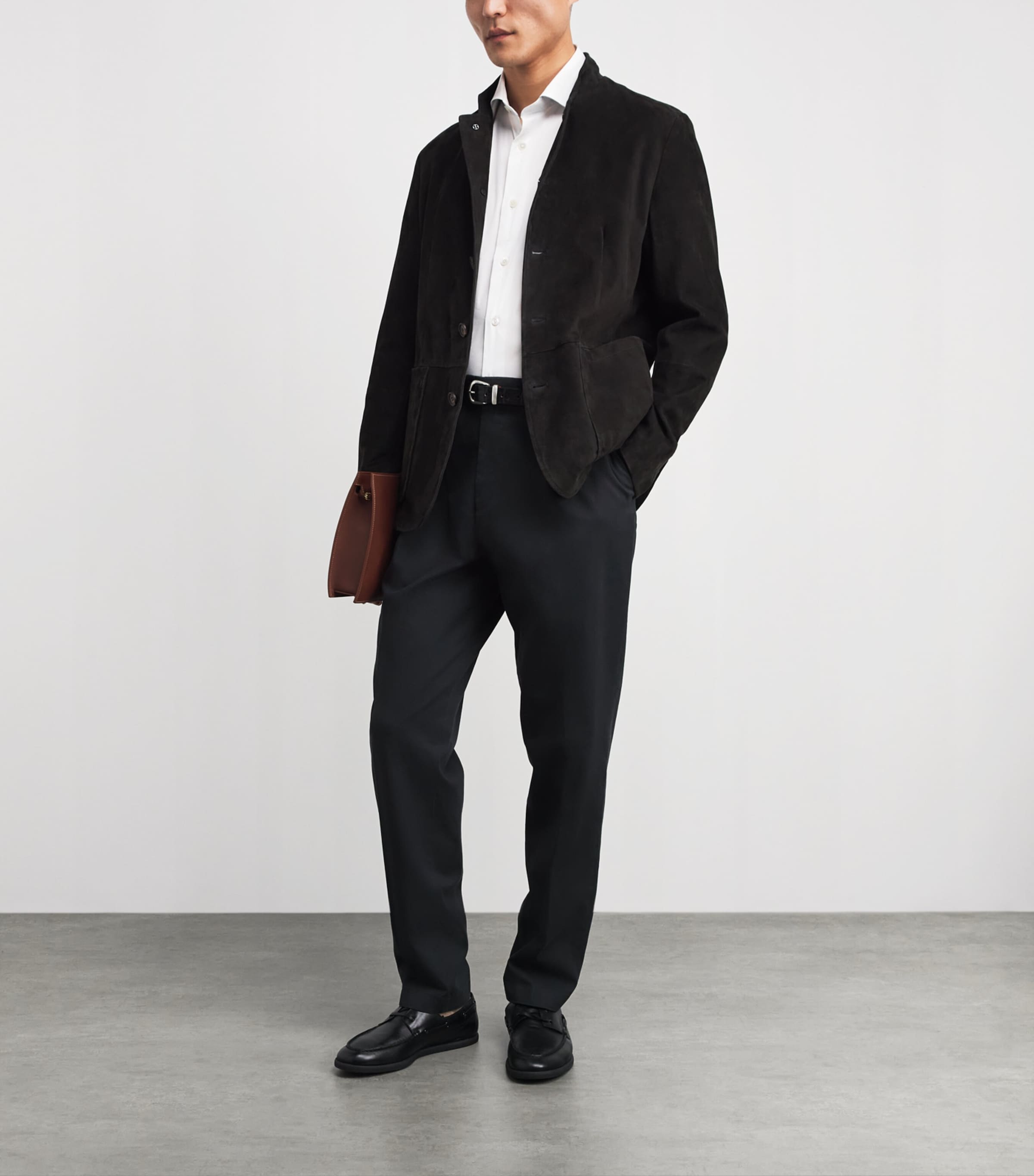 Eleventy Mens Stretch-Cotton Shirt Bianco Image 2