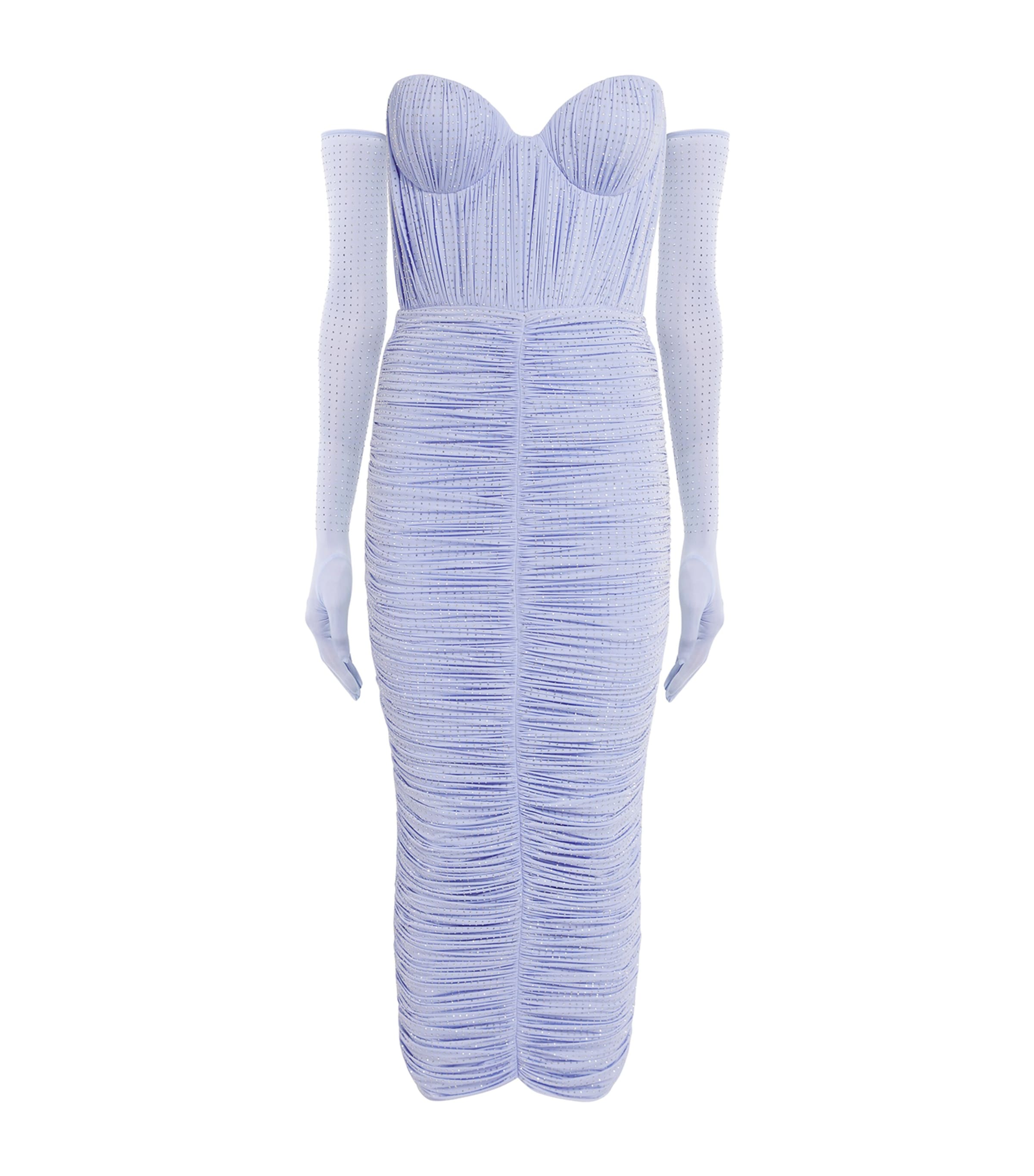 Shop Alex Perry Embellished Gloved Midi Dress In Blue