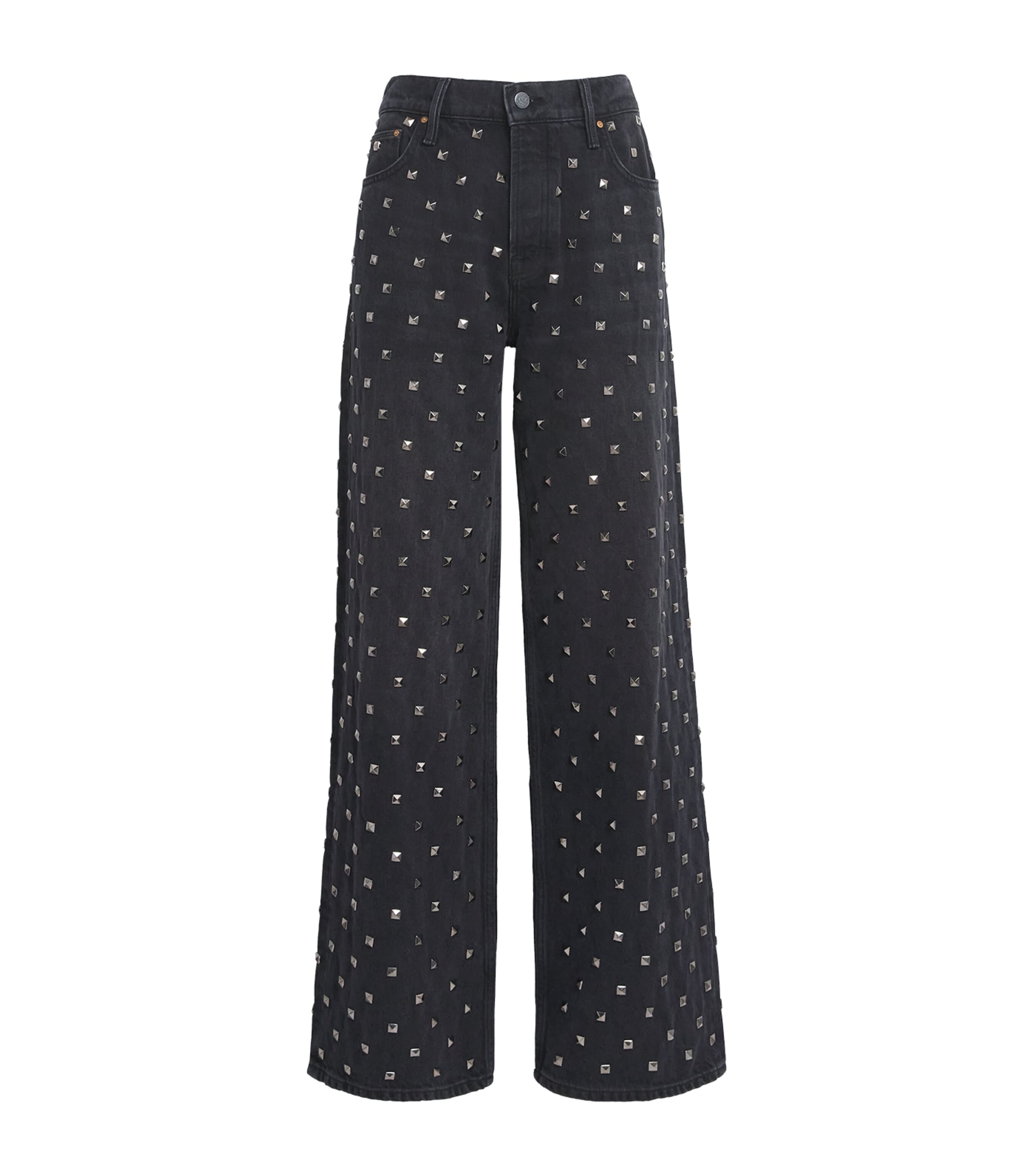 Mother Snacks! The Smoothie Sneak Wide-leg Jeans In Black