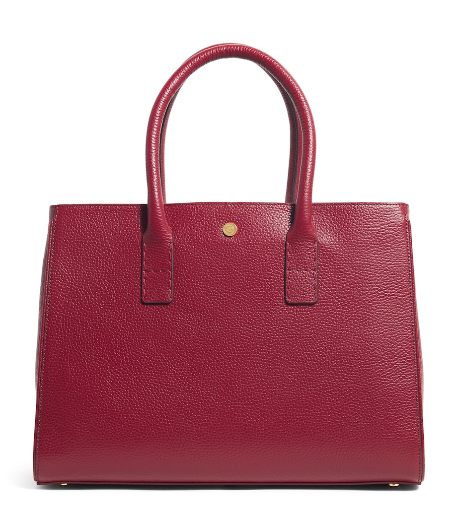 Pebbled Leather Work Tote Bag BURGUNDY Image 1