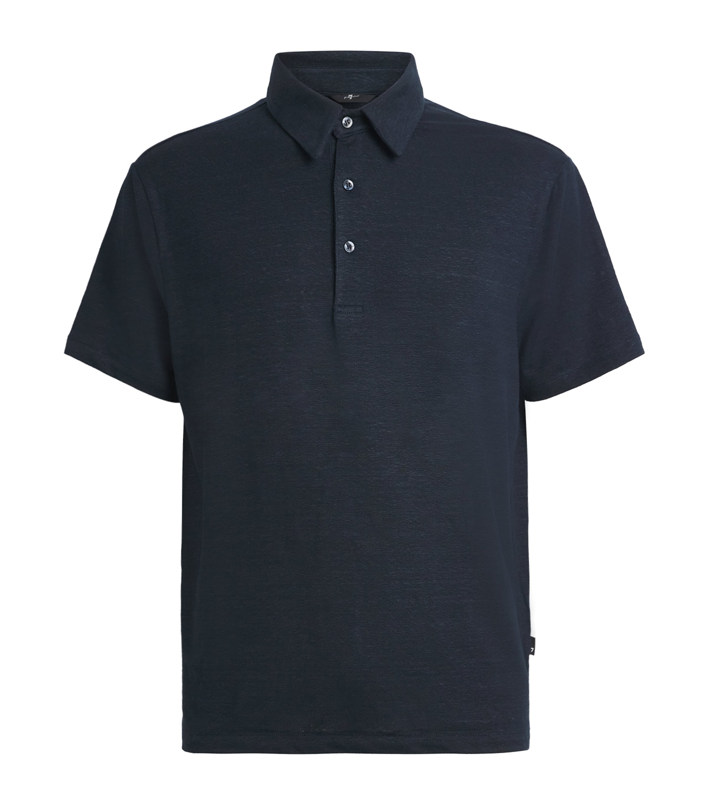 7 For All Mankind Linen-blend Polo Shirt In Blue