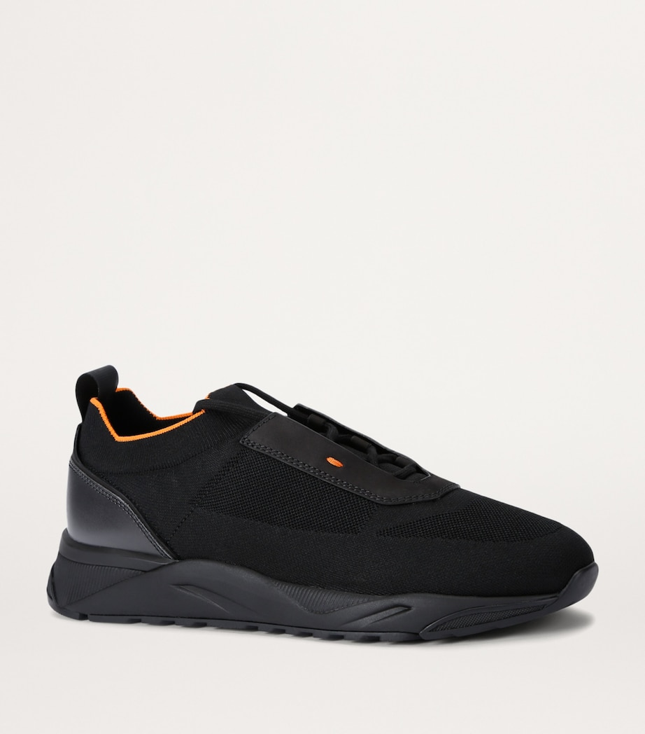 Santoni Mens Technical-Knit Runner Sneakers Black Image 3