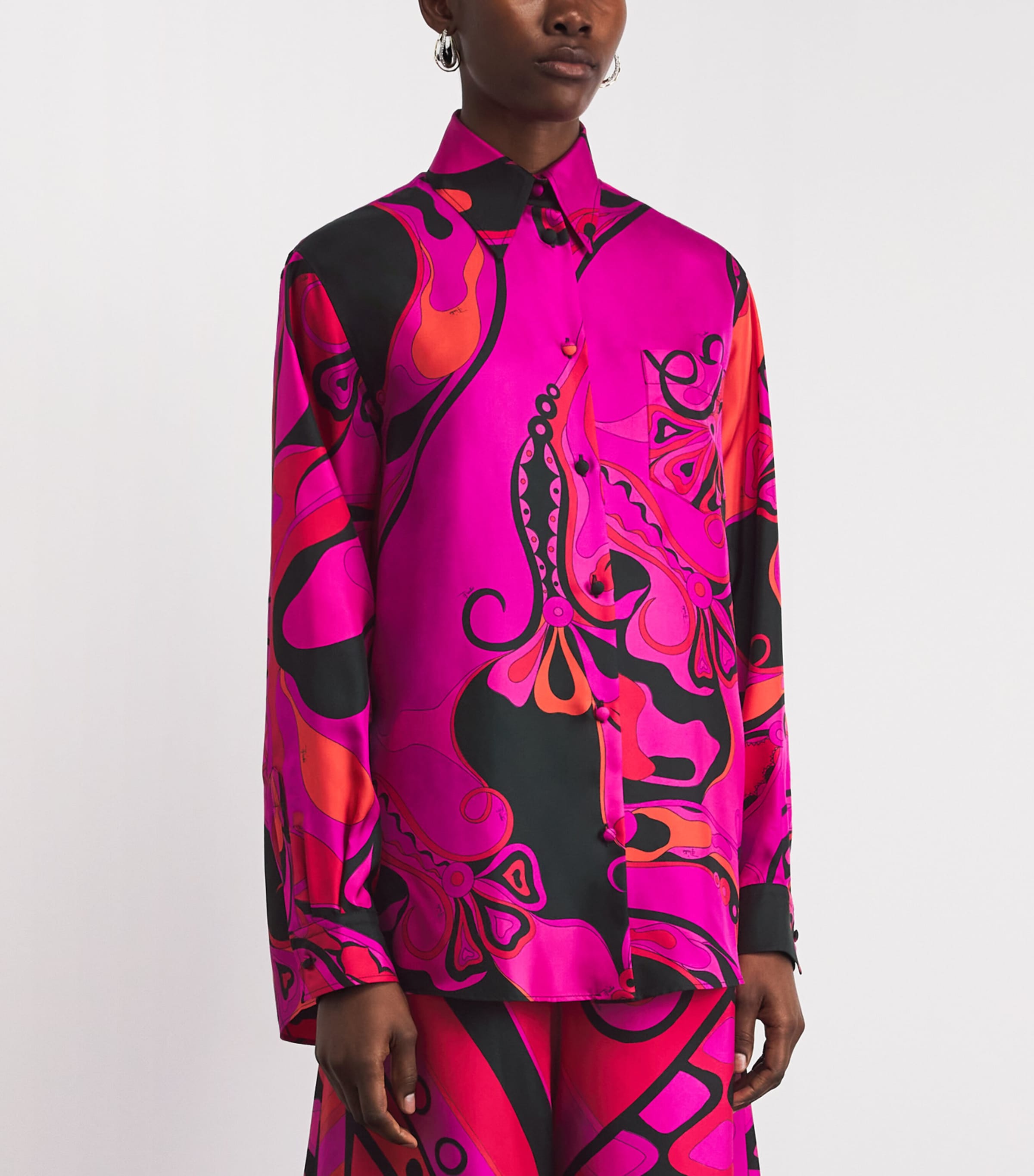 PUCCI Womens Silk Oversized Orchidee Shirt Fuchsia Image 4