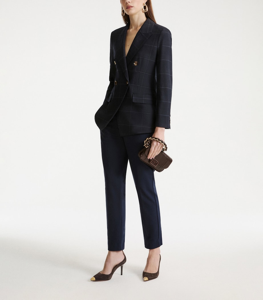 Marella Womens Check Blazer Navy Image 2