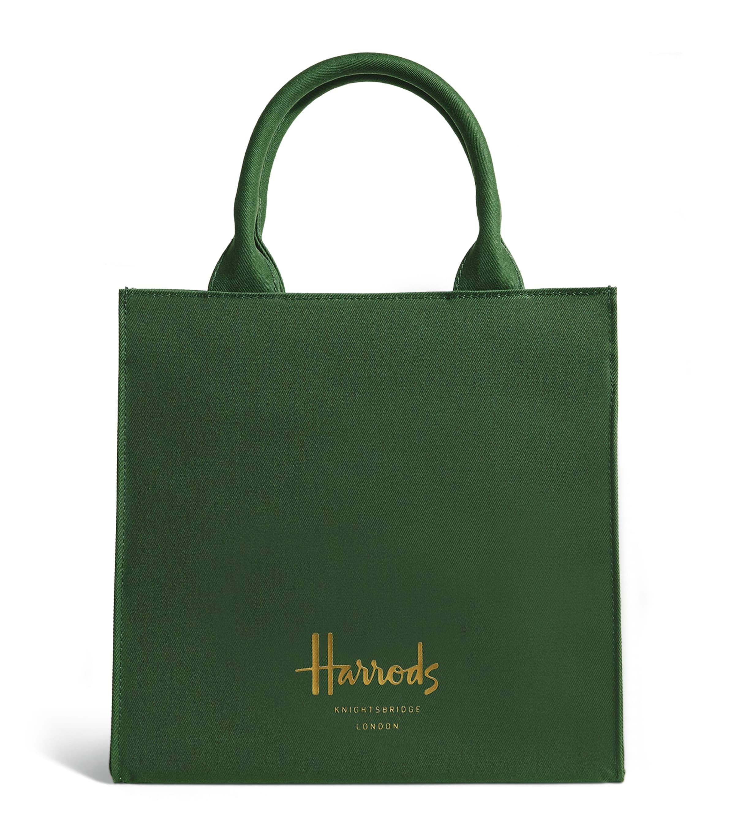 Harrods Green Small Cotton Logo Tote Bag Harrods UK