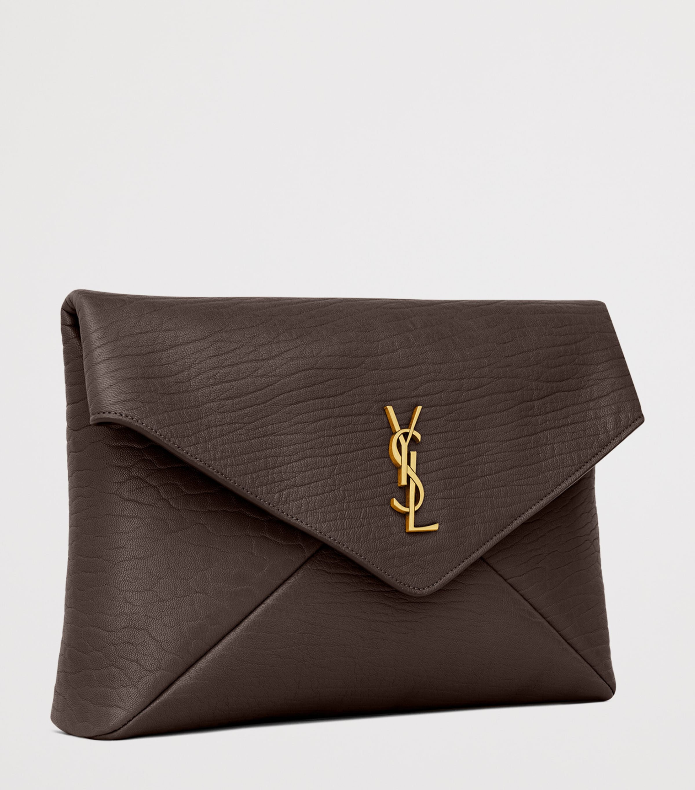 Saint Laurent Large Leather Cassandre Envelope Clutch Bag Image 5