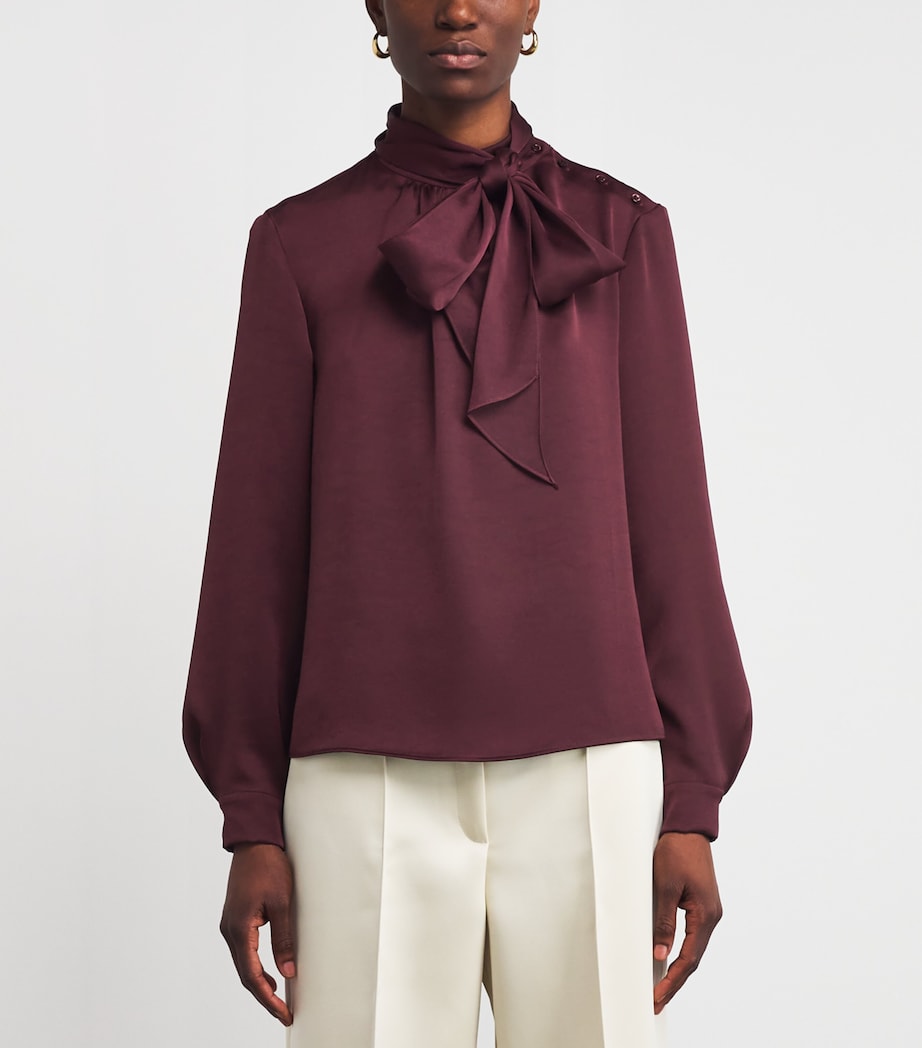 Pussybow Long-Sleeve Blouse BURGUNDY Image 3