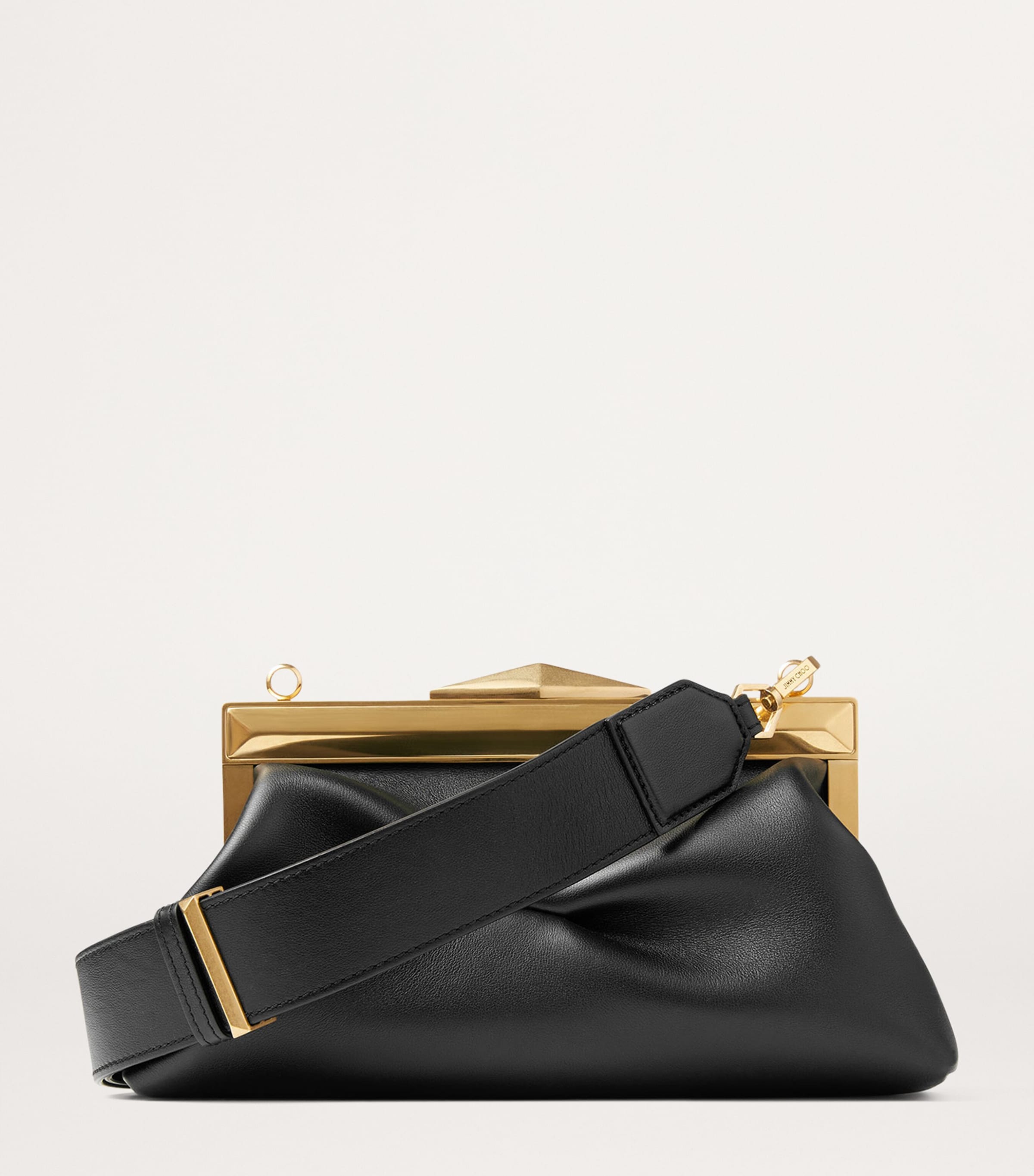 JIMMY CHOO Diamond Frame Clutch S レザー クラッチバッグ ダイヤモンド フレーム クラッチ / S | ブラック カーフレザー