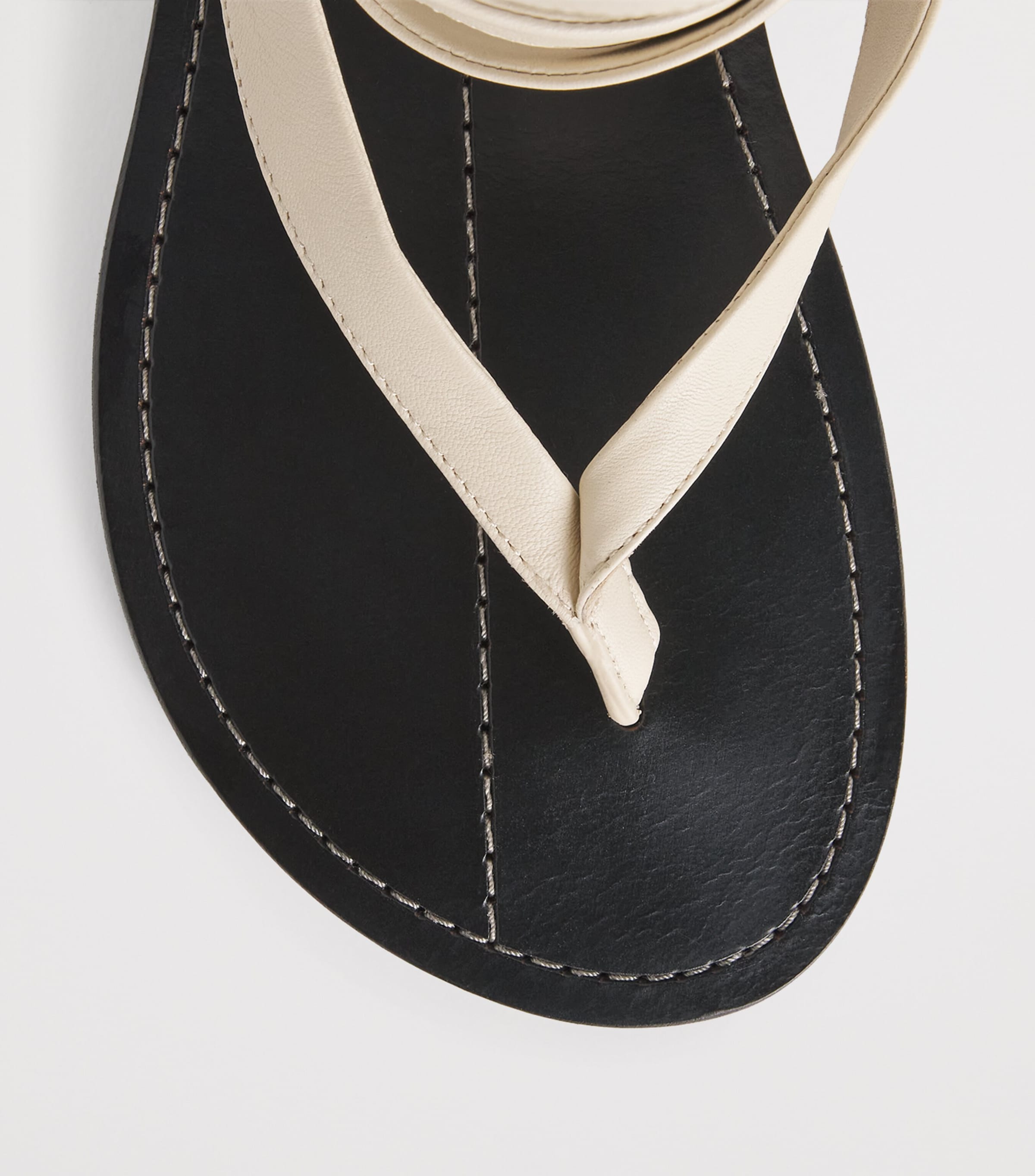 Leather Elmer Tie Sandals EGGSHELL Image 3