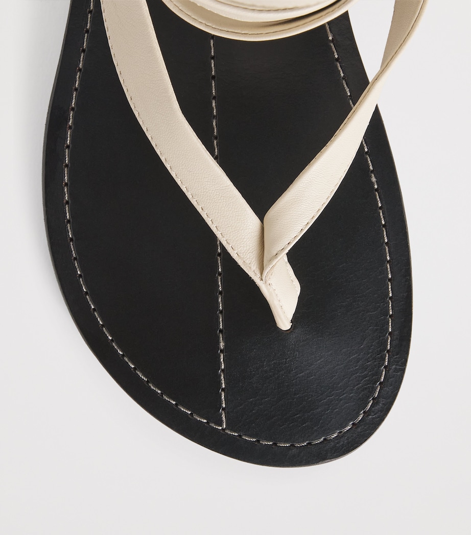 Leather Elmer Tie Sandals EGGSHELL Image 3