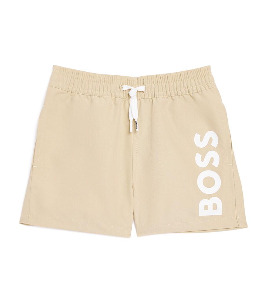 BOSS Kidswear Logo Swim Shorts (3-18 Months) Stone Image 1