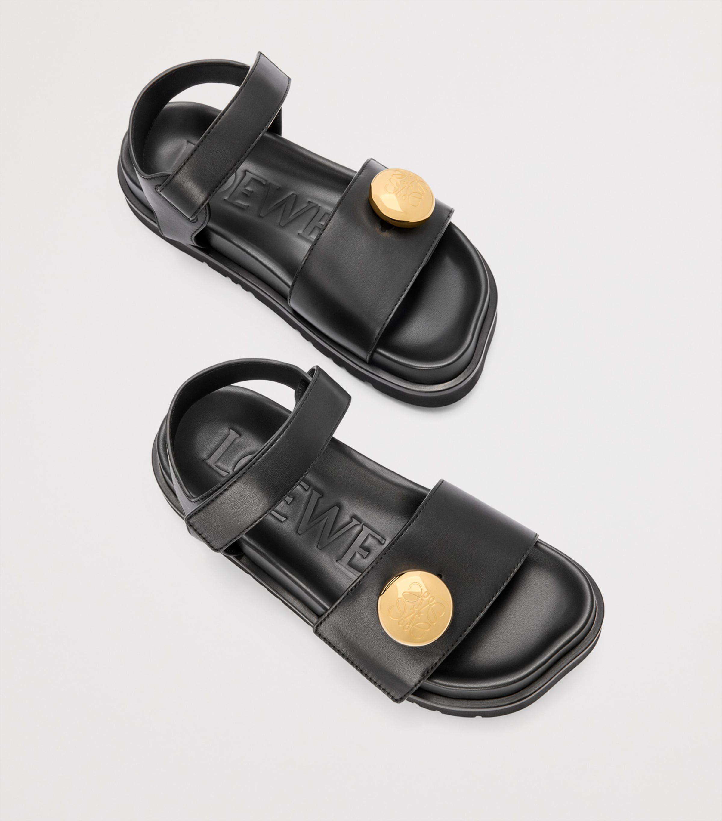 Leather Pebble Fussbett Sandals BLACK Image 2