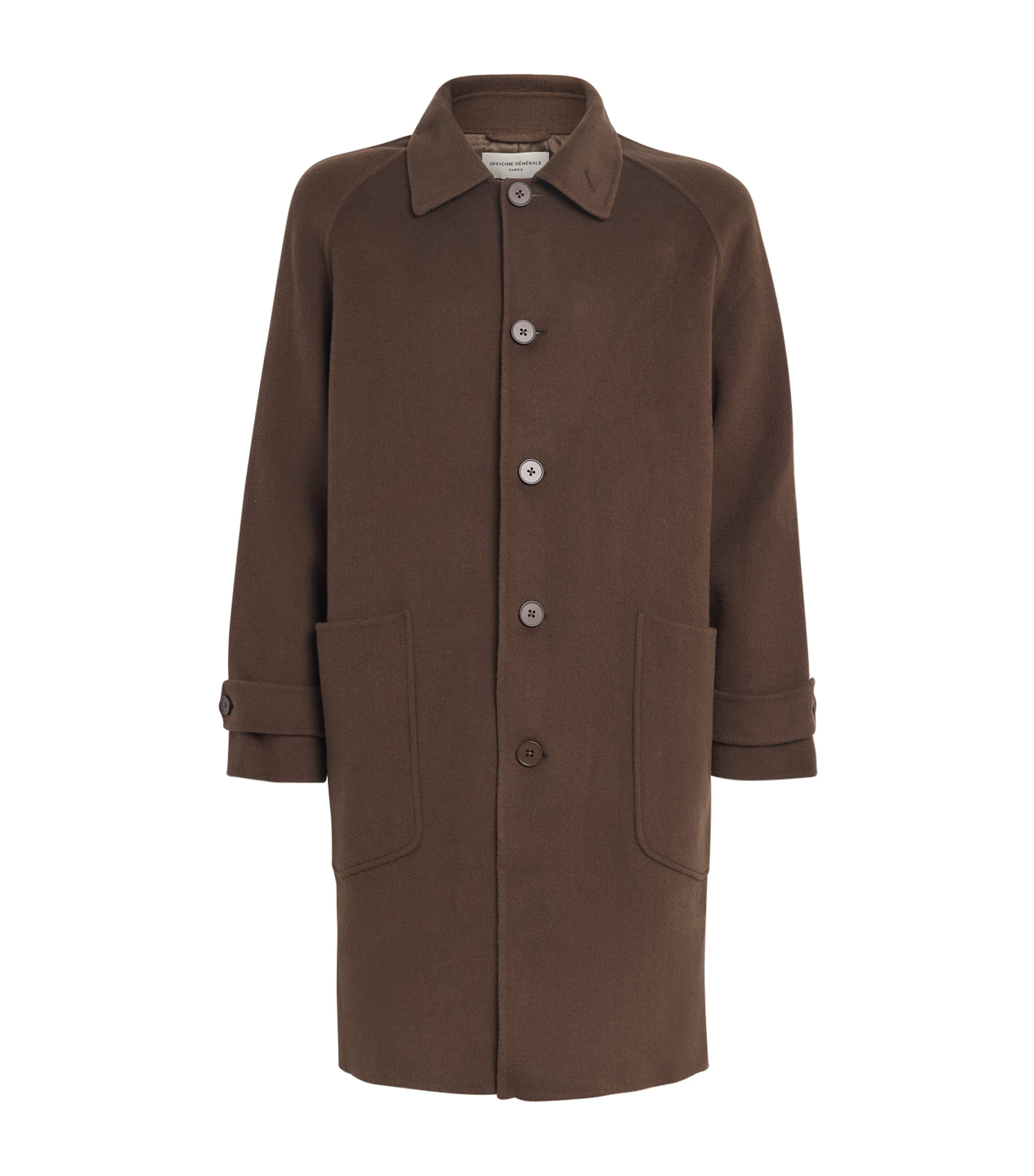 Officine Generale Wool Bryce Overcoat In Brown