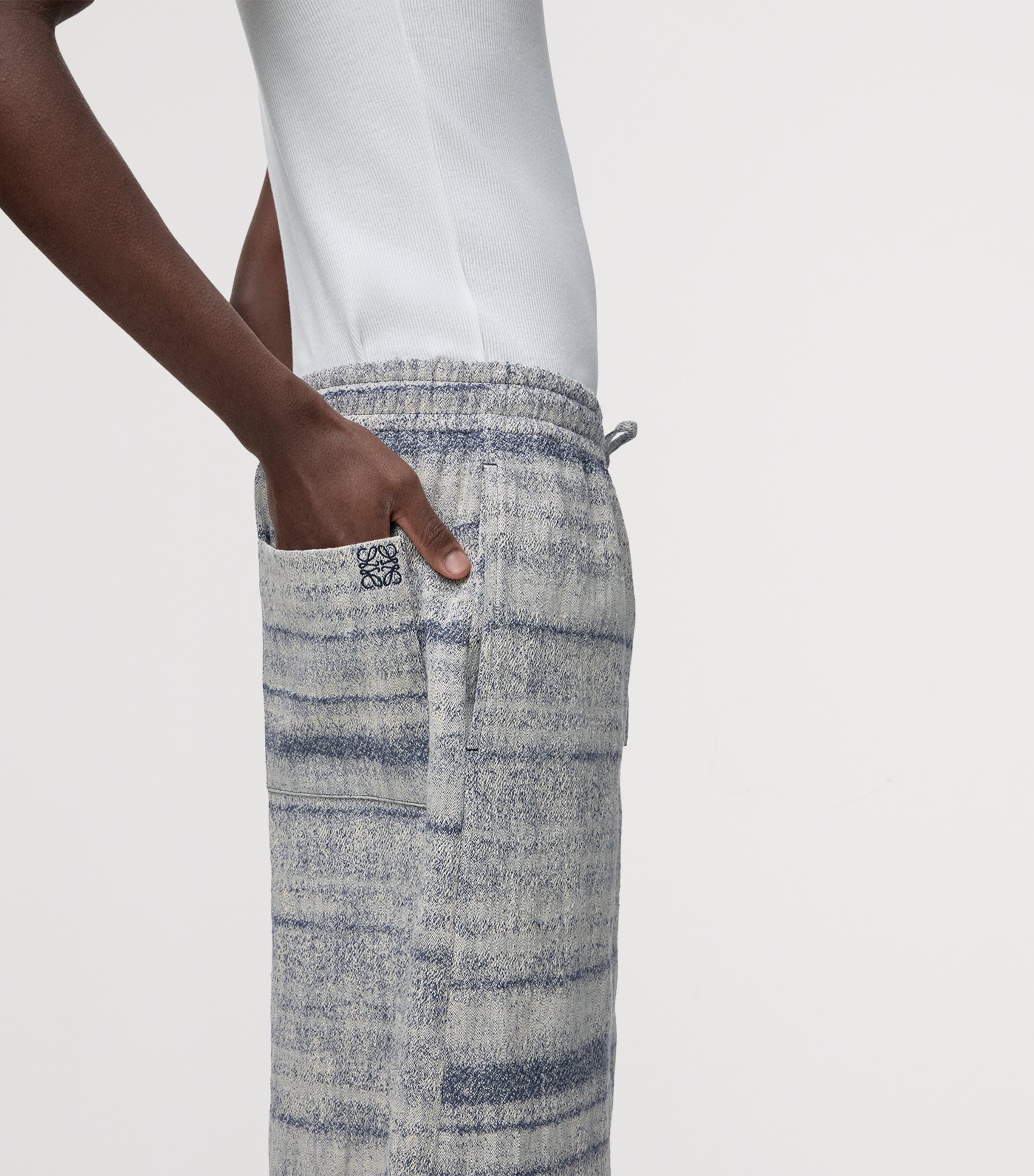 LOEWE Mens x Paula's Ibiza Denim Beaded-Effect Shorts Blue Image 5