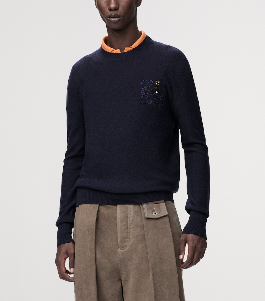 x Louis Wain Wool-Blend Anagram Cat Sweater DARK NAVY BLUE Image 3