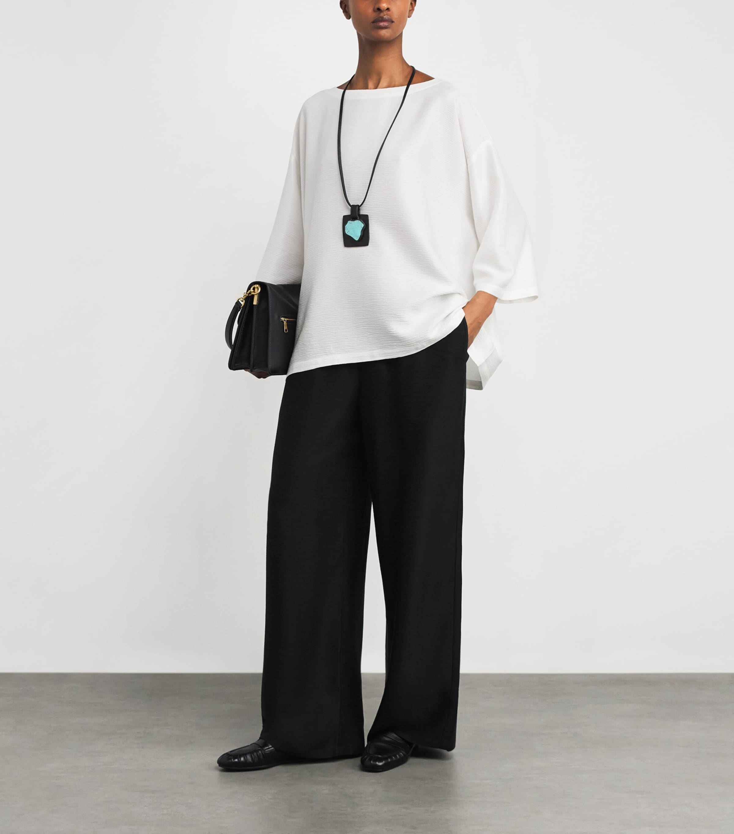 Silk Plissé Scoop-Neck Top WHITE Image 2