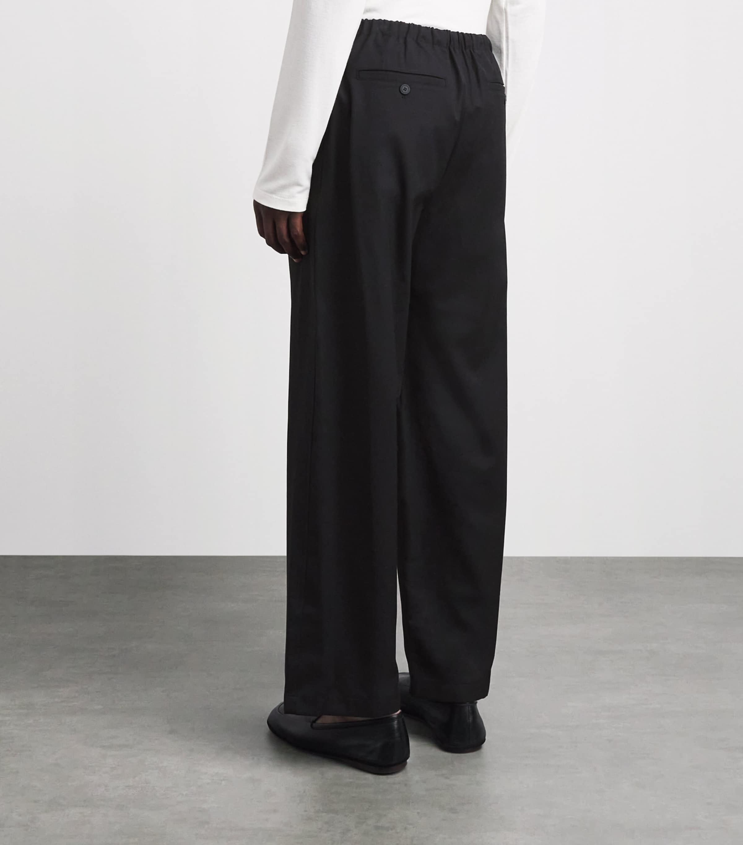 Le 17 Septembre Mens Wool-Blend Drawstring Trousers Black Image 5