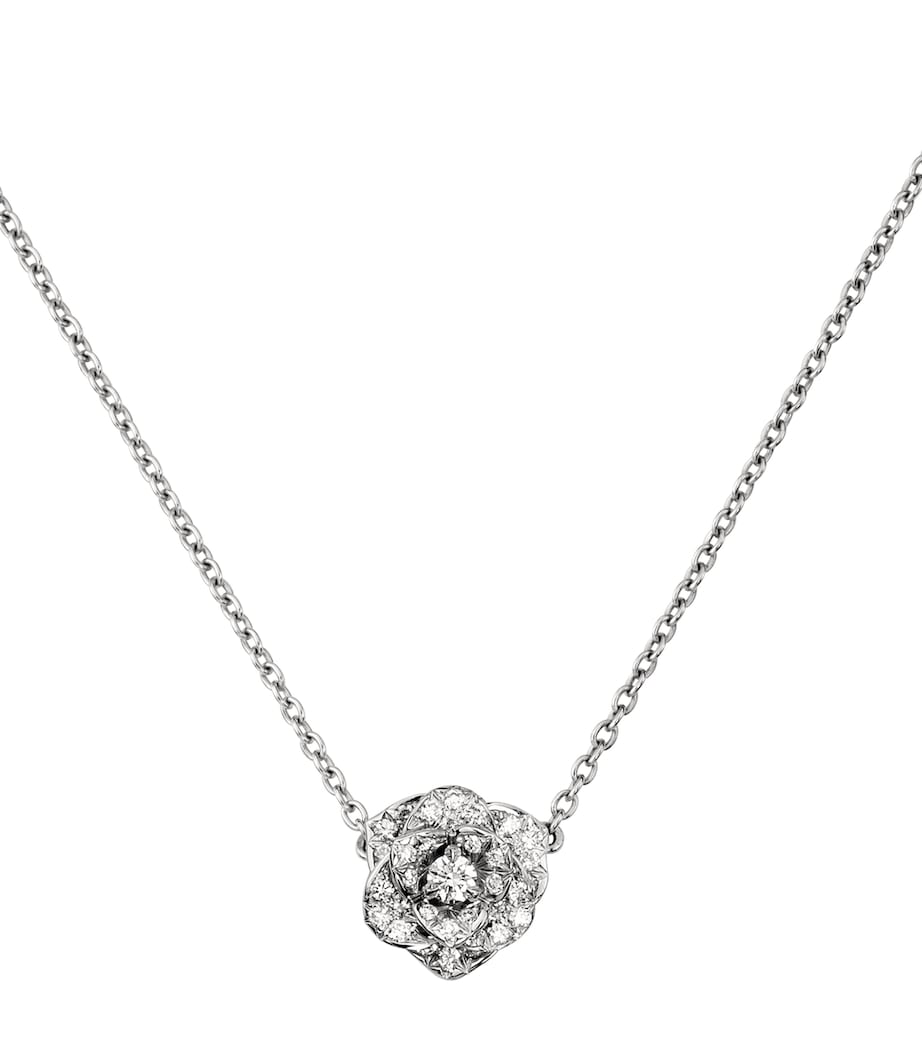 White Gold and Diamond Rose Pendant Necklace GOLD Image 1