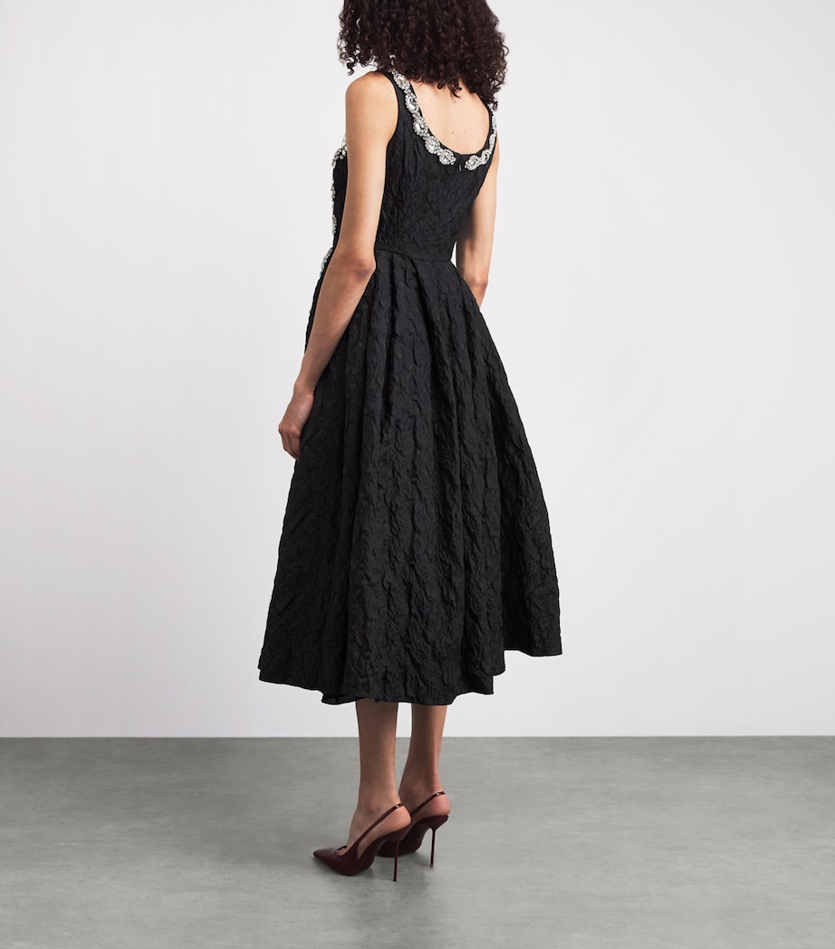 Erdem Womens Embroidered Cloque Maxi Dress Black Image 4