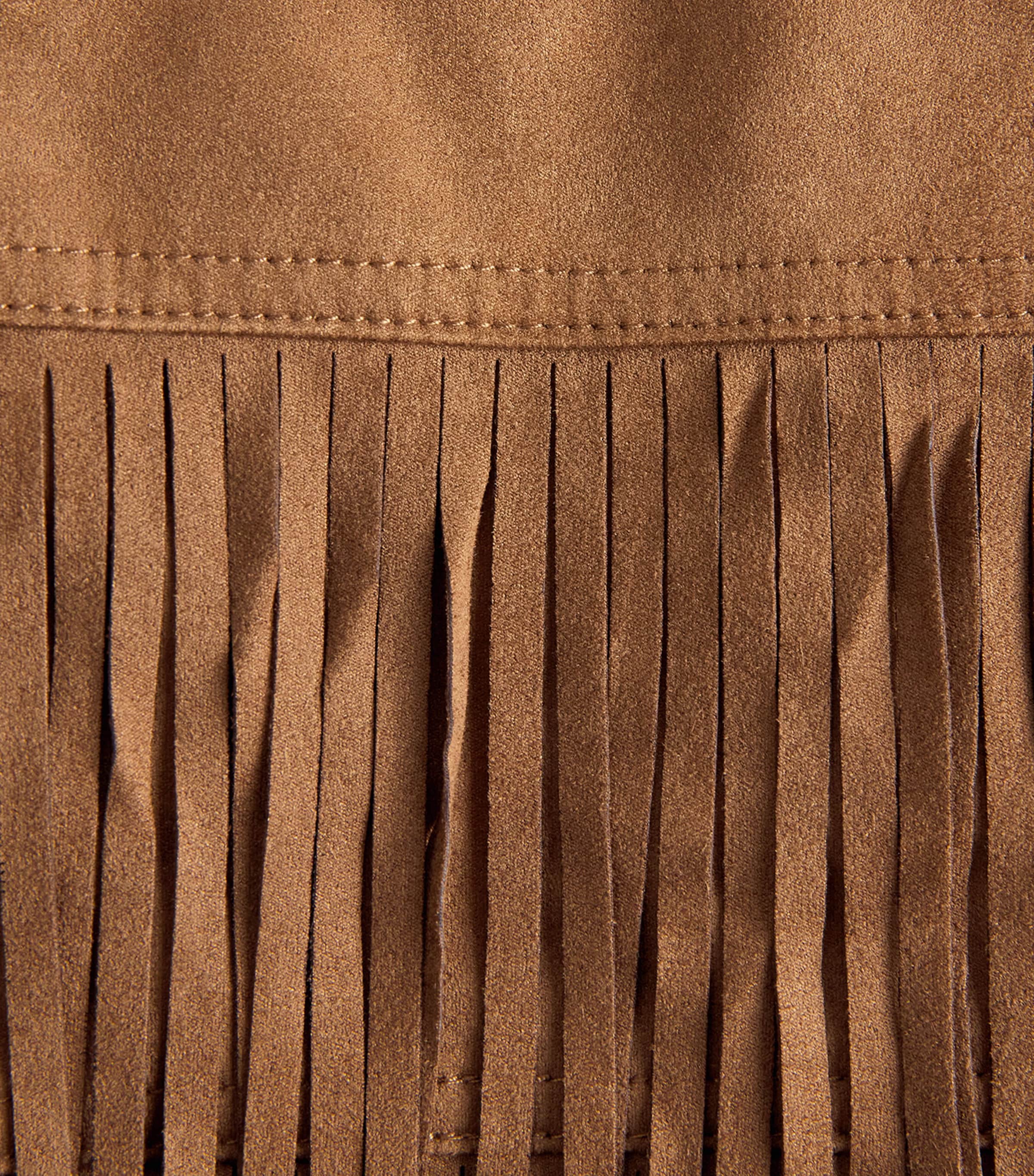 Toccin Womens Faux Leather Fringe Soren Midi Skirt Cedar Image 6