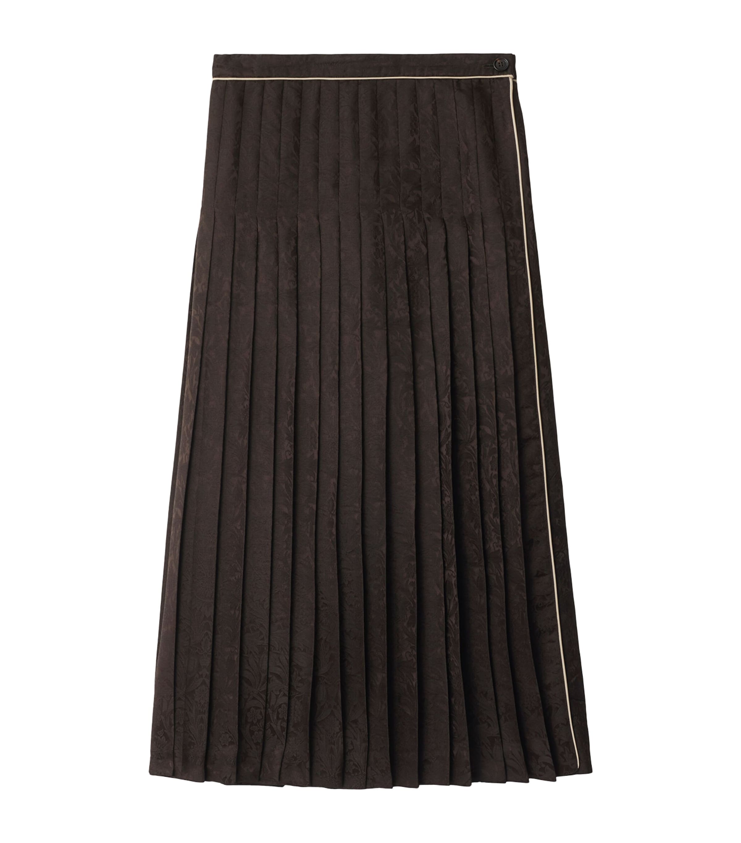 Burberry Silk Sunflower Pleated Midi Skirt In Brown