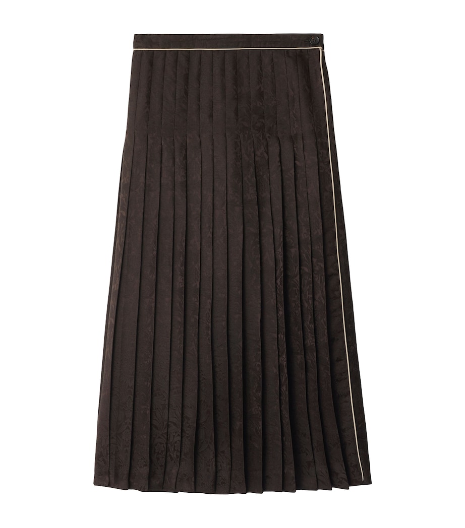 Silk Sunflower Pleated Midi Skirt HAWK BROWN IP PAT Image 1