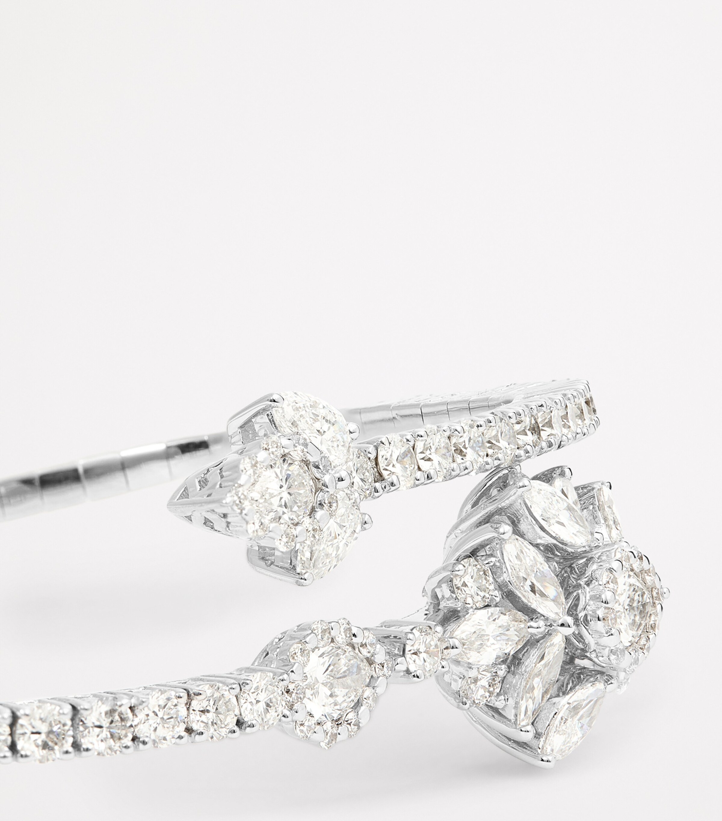 White Gold and Diamond Cluster Bangle WHITE GOLD Image 4