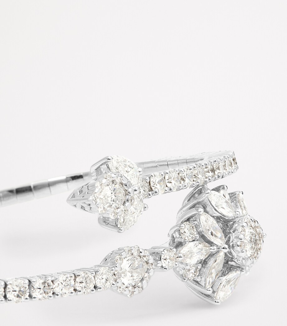 White Gold and Diamond Cluster Bangle WHITE GOLD Image 4