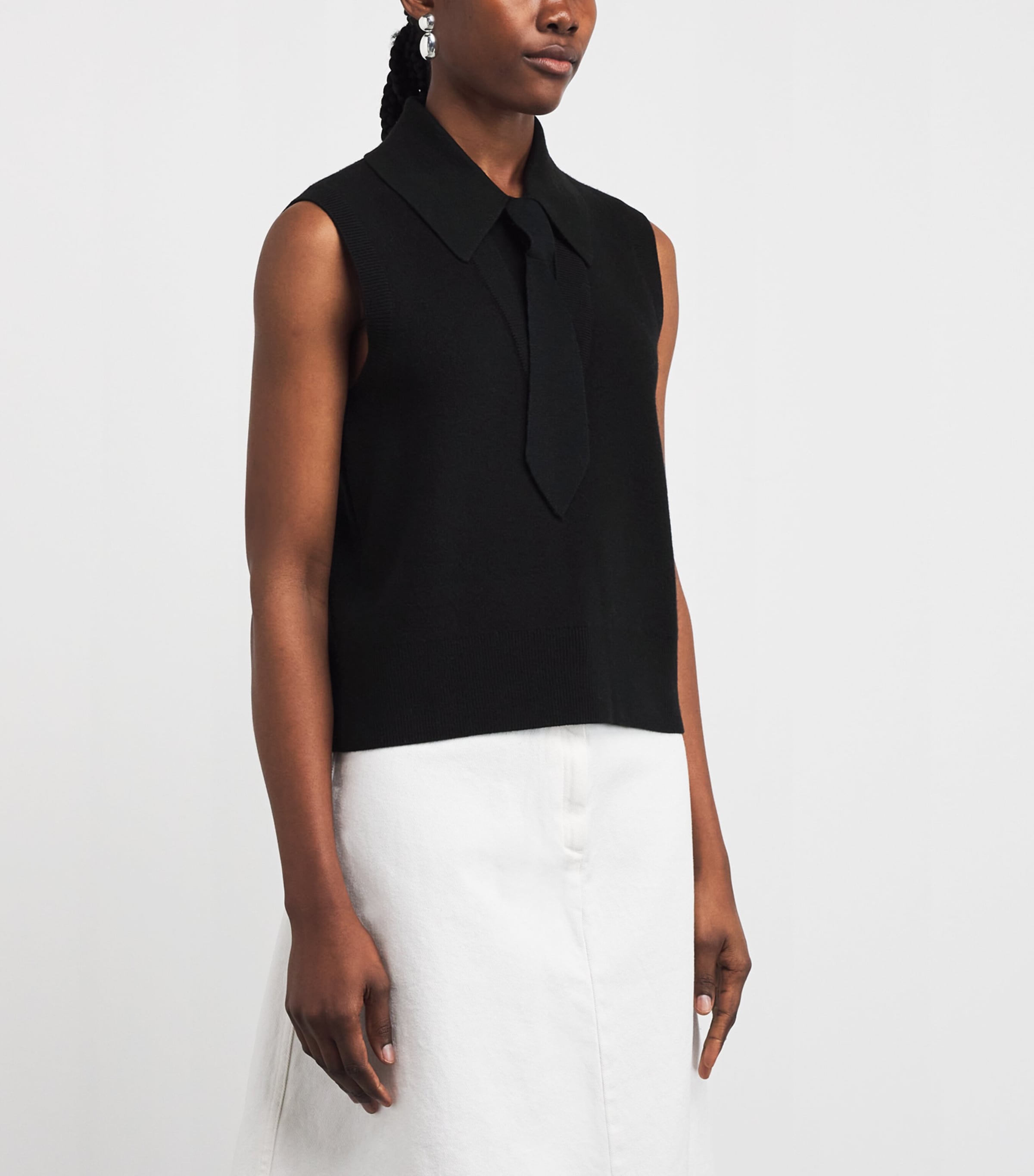 Wool-Blend Tie-Neck Sweater BLACK Image 3