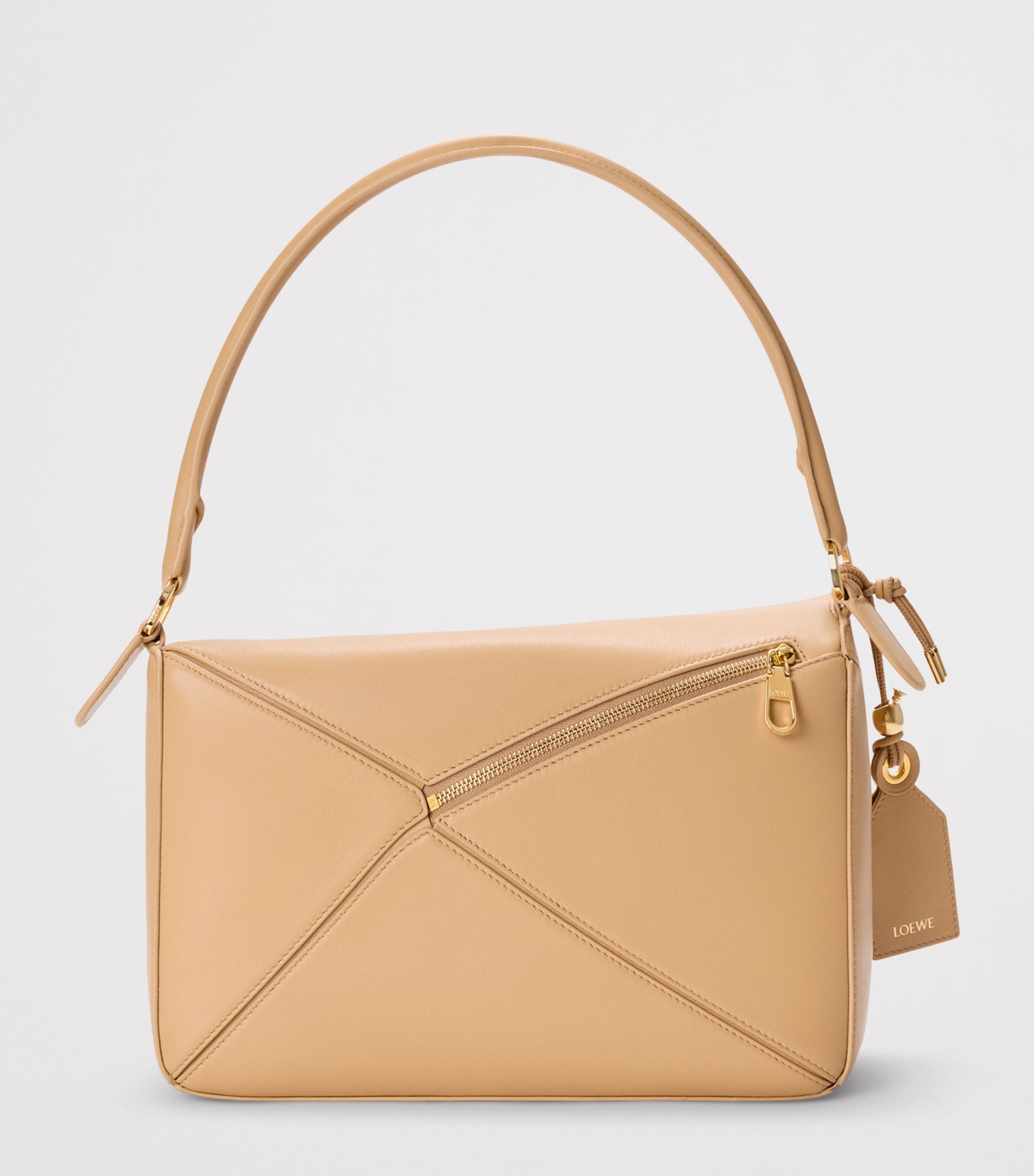 LOEWE Medium Leather Featherlight Puzzle Top-Handle Bag Silk Beige Image 5