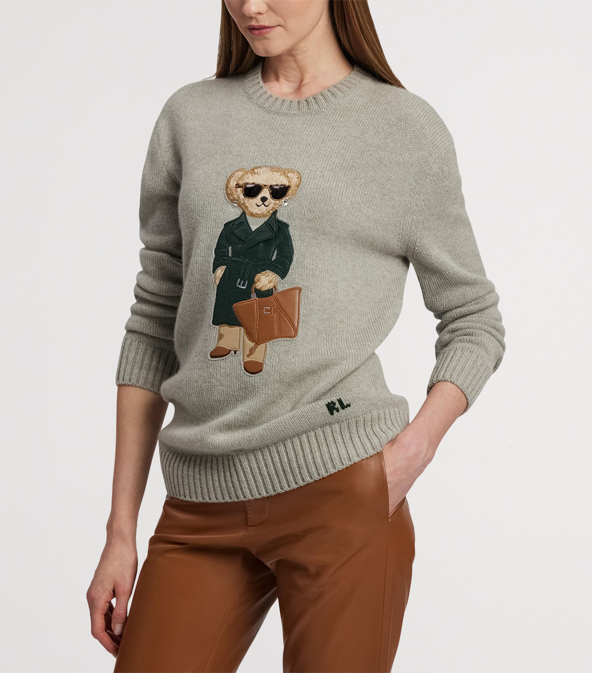 Cashmere Jumper Green Polo Bear Sweater Ralph Lauren Collection