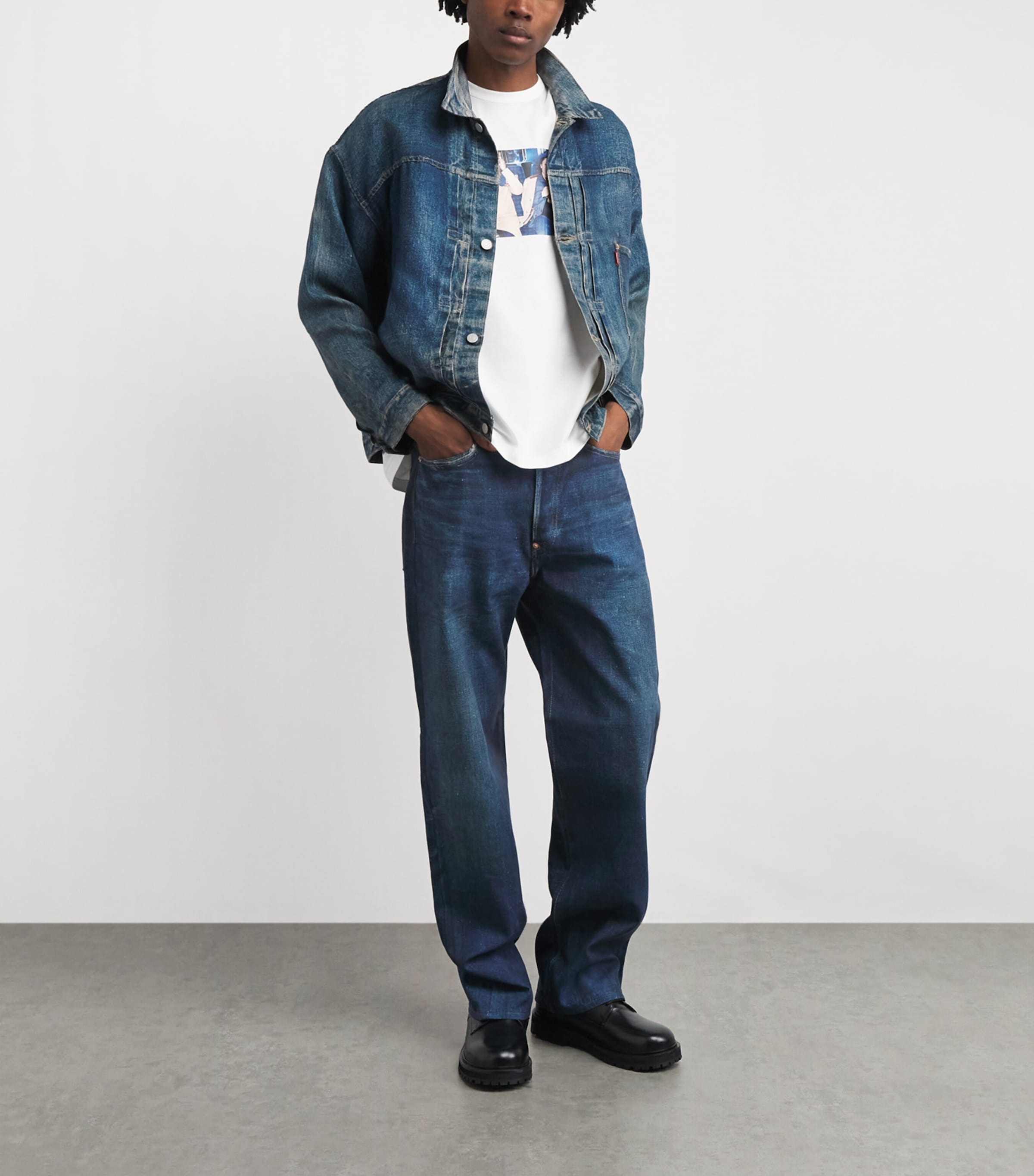 Junya Watanabe MAN Mens x Levi’s Distressed Denim Jacket Indigo Image 2