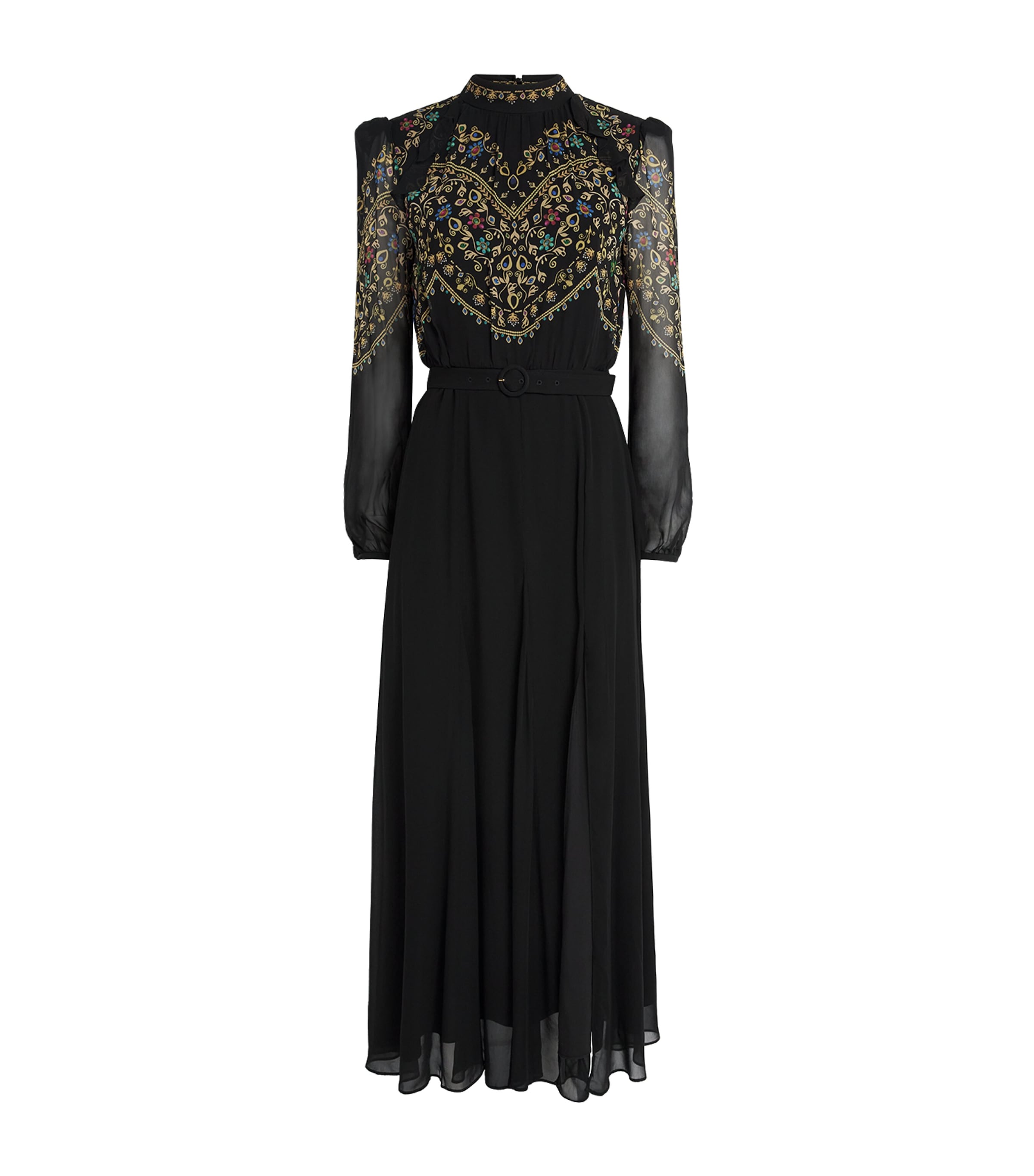 Saloni Georgette Printed Jacqui B Midi Dress In Multi