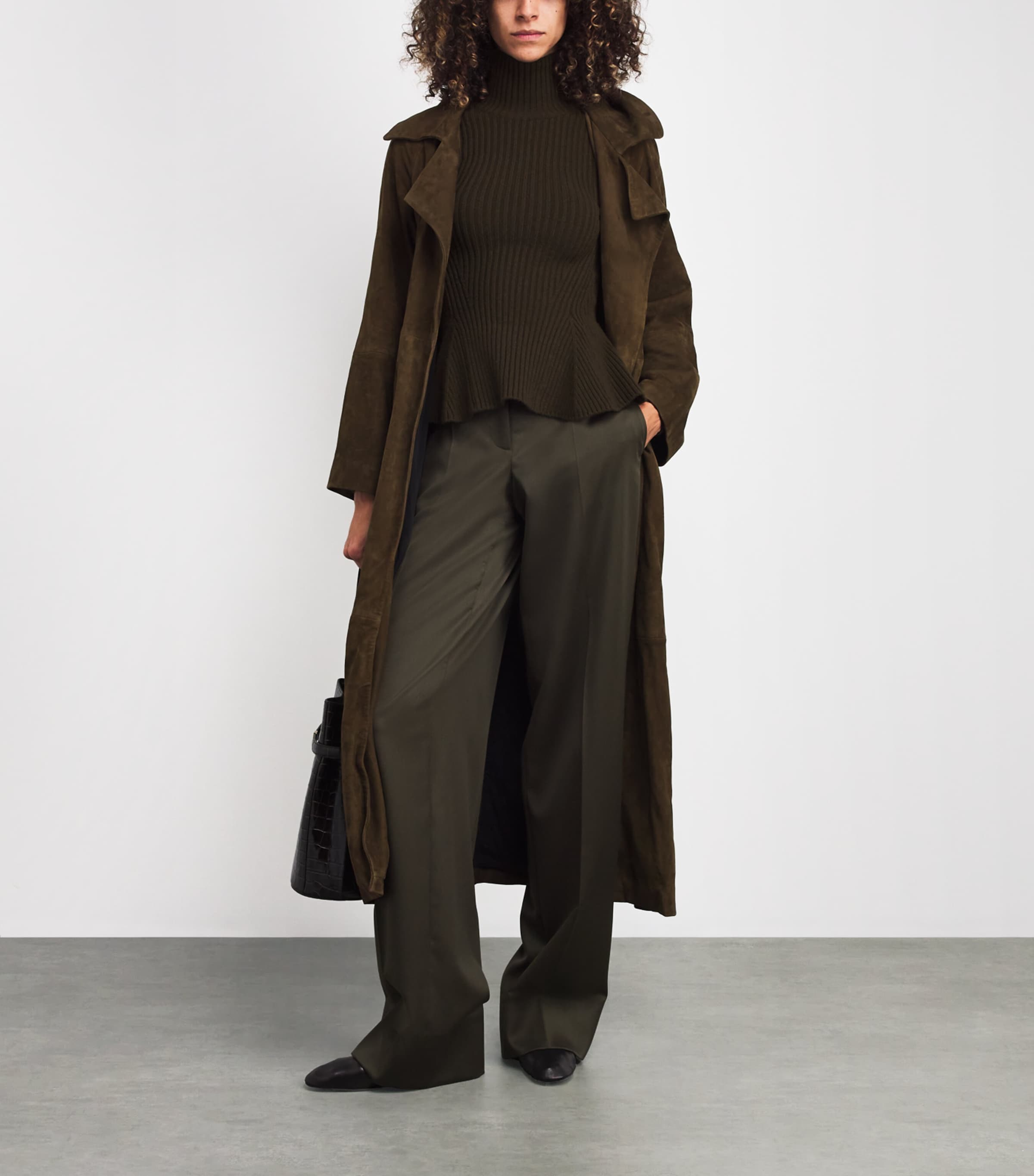 Wool-Blend Peplum Sweater MOSS GREEN Image 2