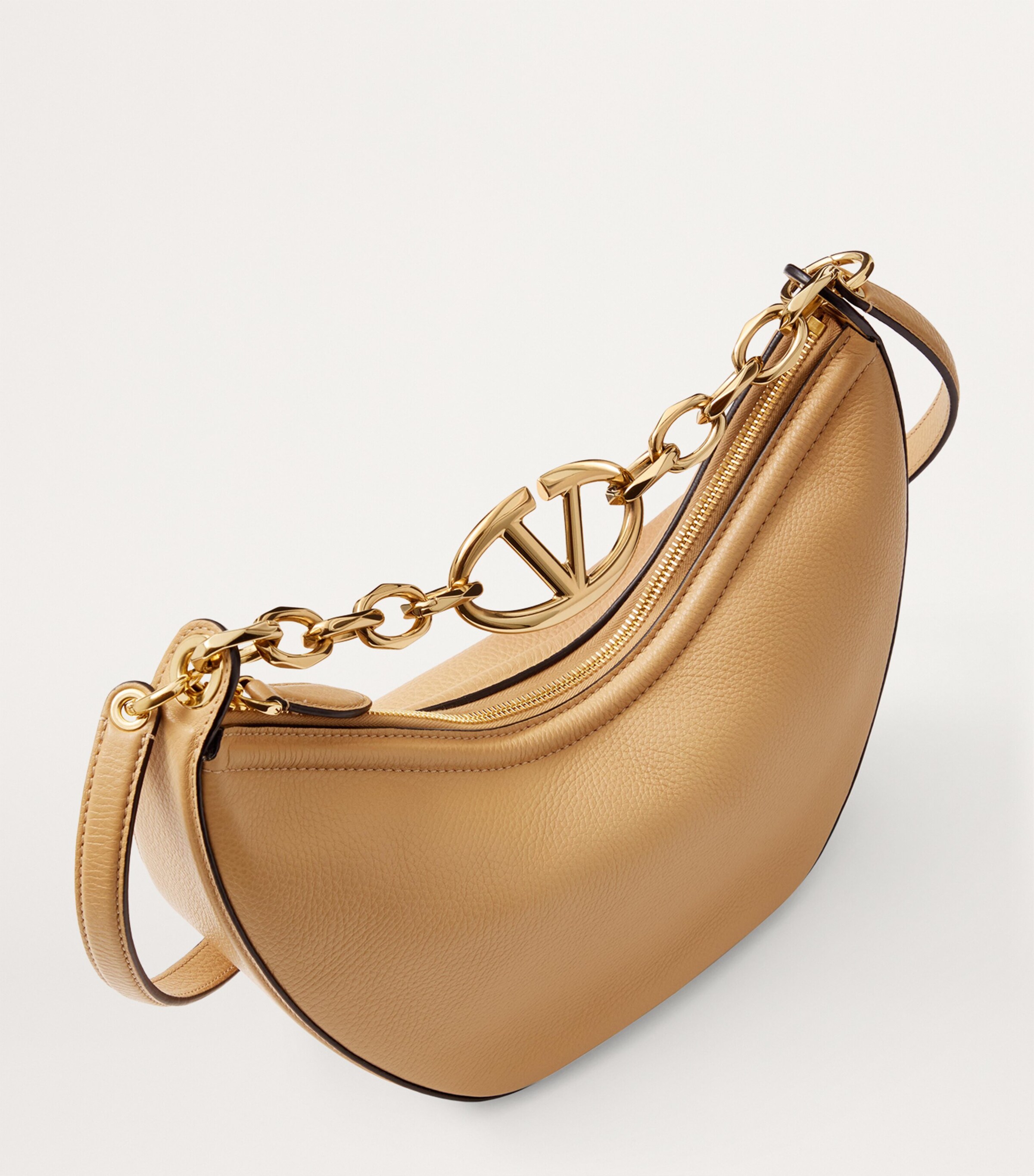Valentino Garavani Small Leather VLogo Moon Shoulder Bag