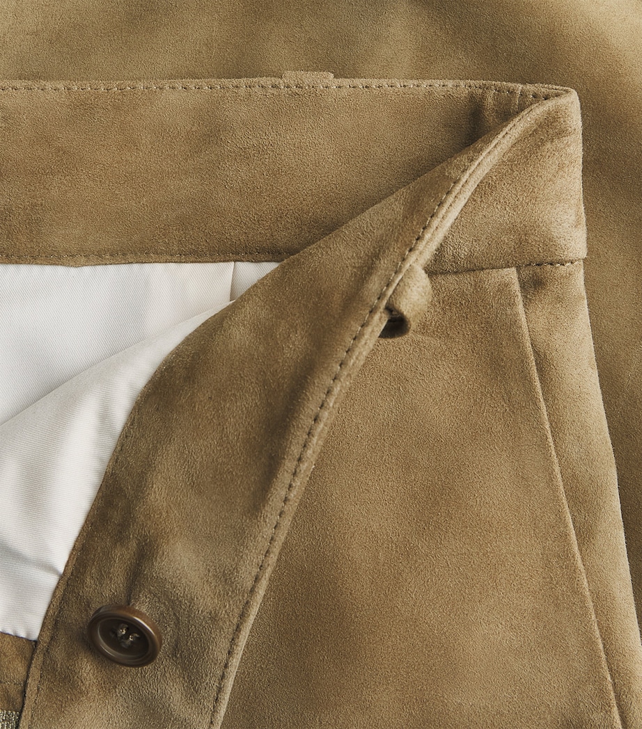 Arma Womens Lamb Suede Tailored Shorts Olive Image 6