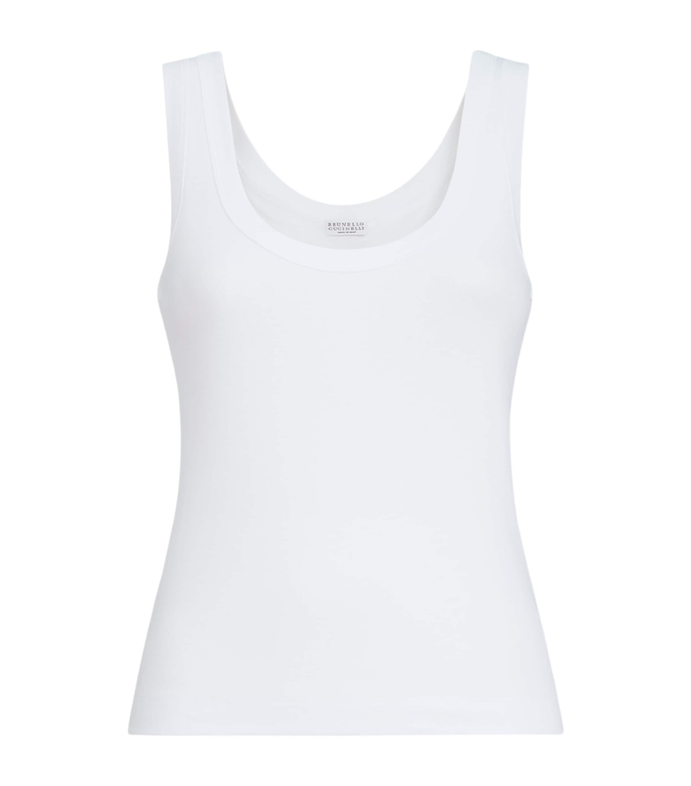 Brunello Cucinelli Womens Stretch-Cotton Ribbed Tank Top Image 1