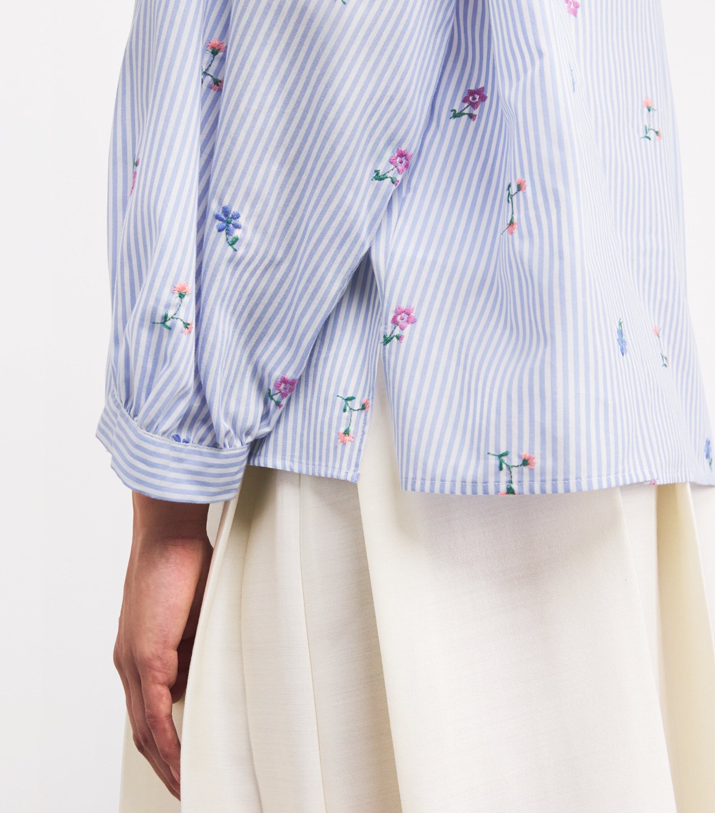 Weekend Max Mara Womens Cotton Embroidered Shirt Light Blue Image 6